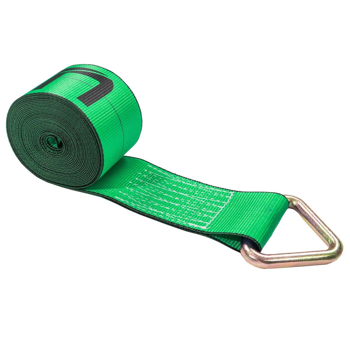 27' 4" heavy-duty green D ring winch strap