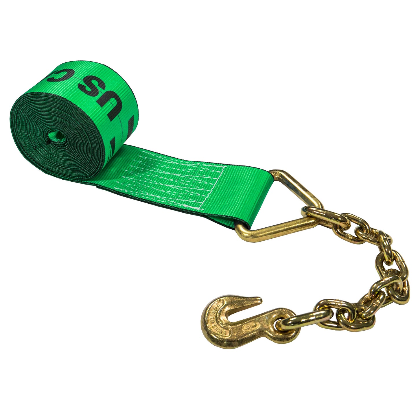 27' 4" heavy-duty green chain extension winch strap