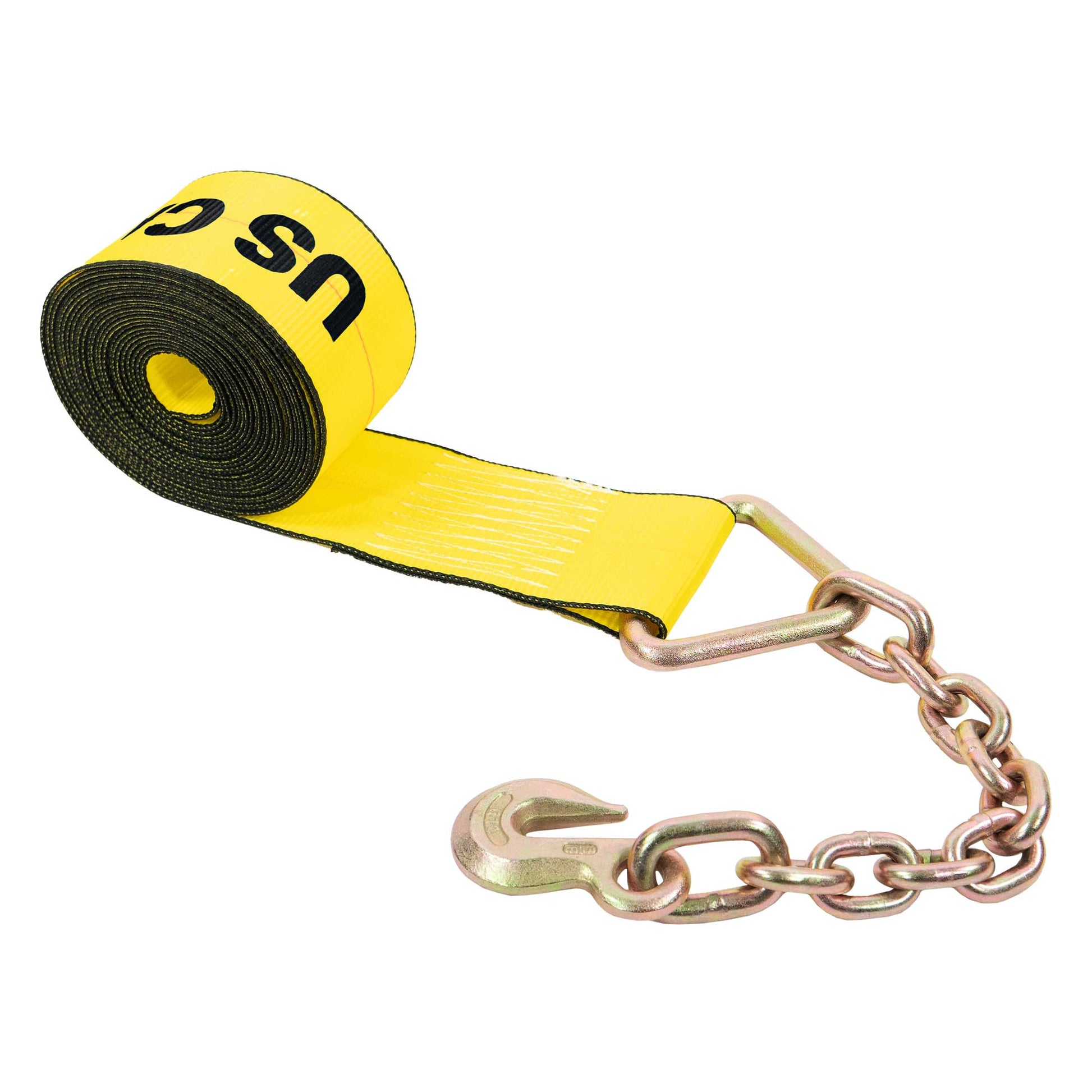 27' 4" heavy-duty yellow chain extension winch strap