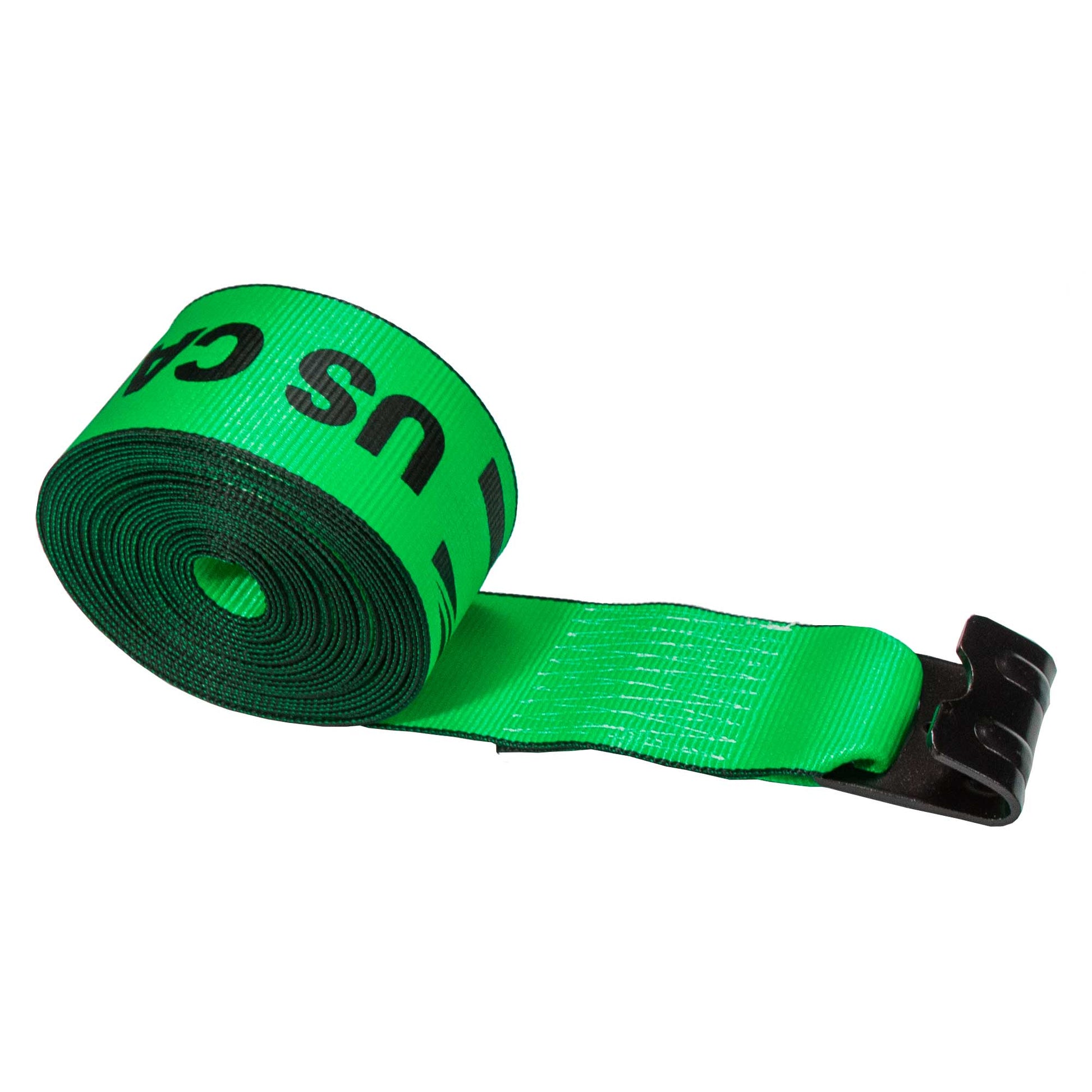 50' 4" heavy-duty green flat hook winch strap