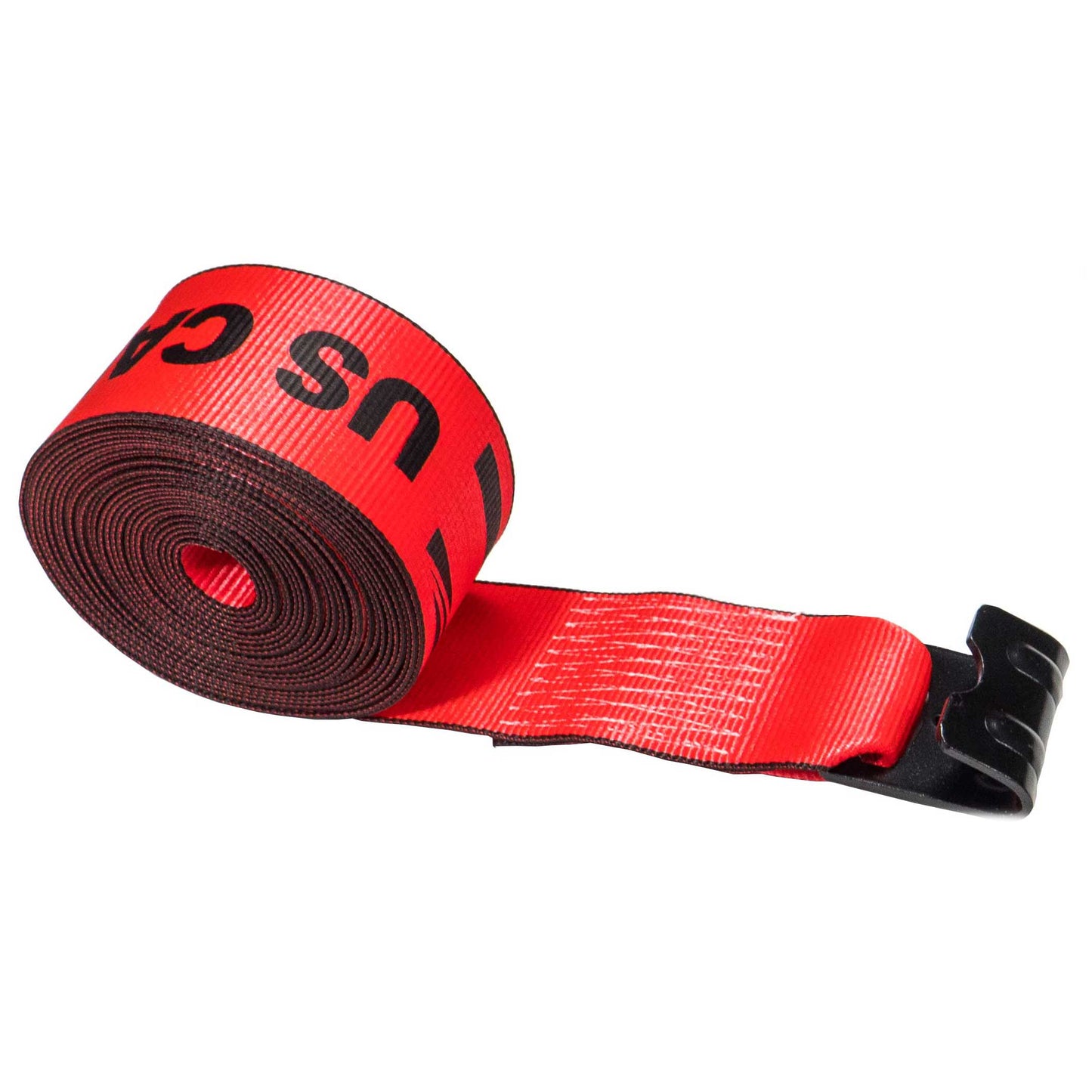 27' 4" heavy-duty red flat hook winch strap