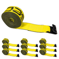 30' 4" heavy-duty yellow flat hook winch strap 10 pack