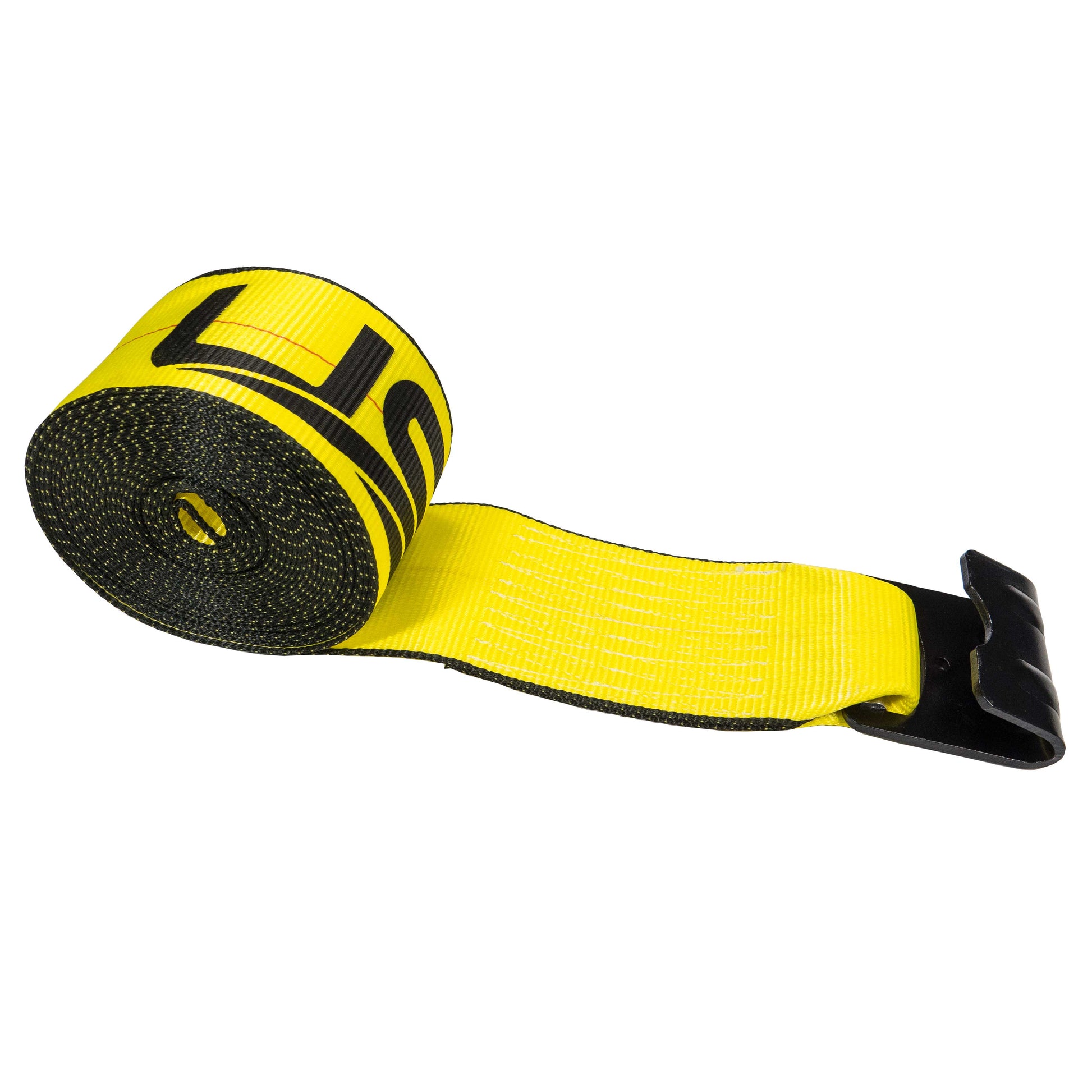 30' 4" heavy-duty yellow flat hook winch strap