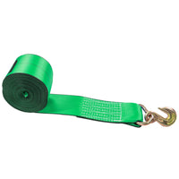 30' 4" heavy-duty green grab hook winch strap