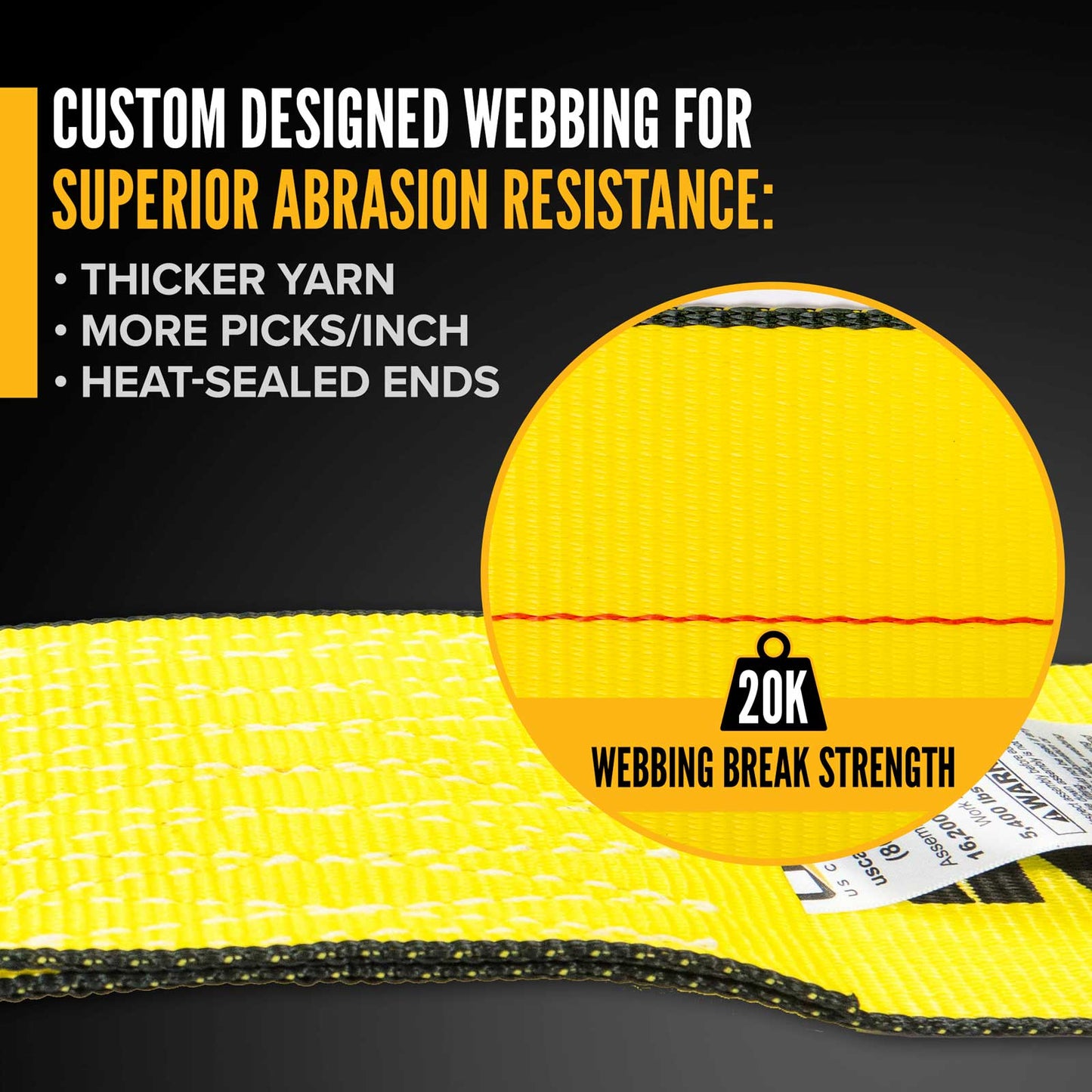 4" x 20' Gear-Driving Reverse-Action Ratchet Strap with Flat Hook | Yellow | 2-Pack