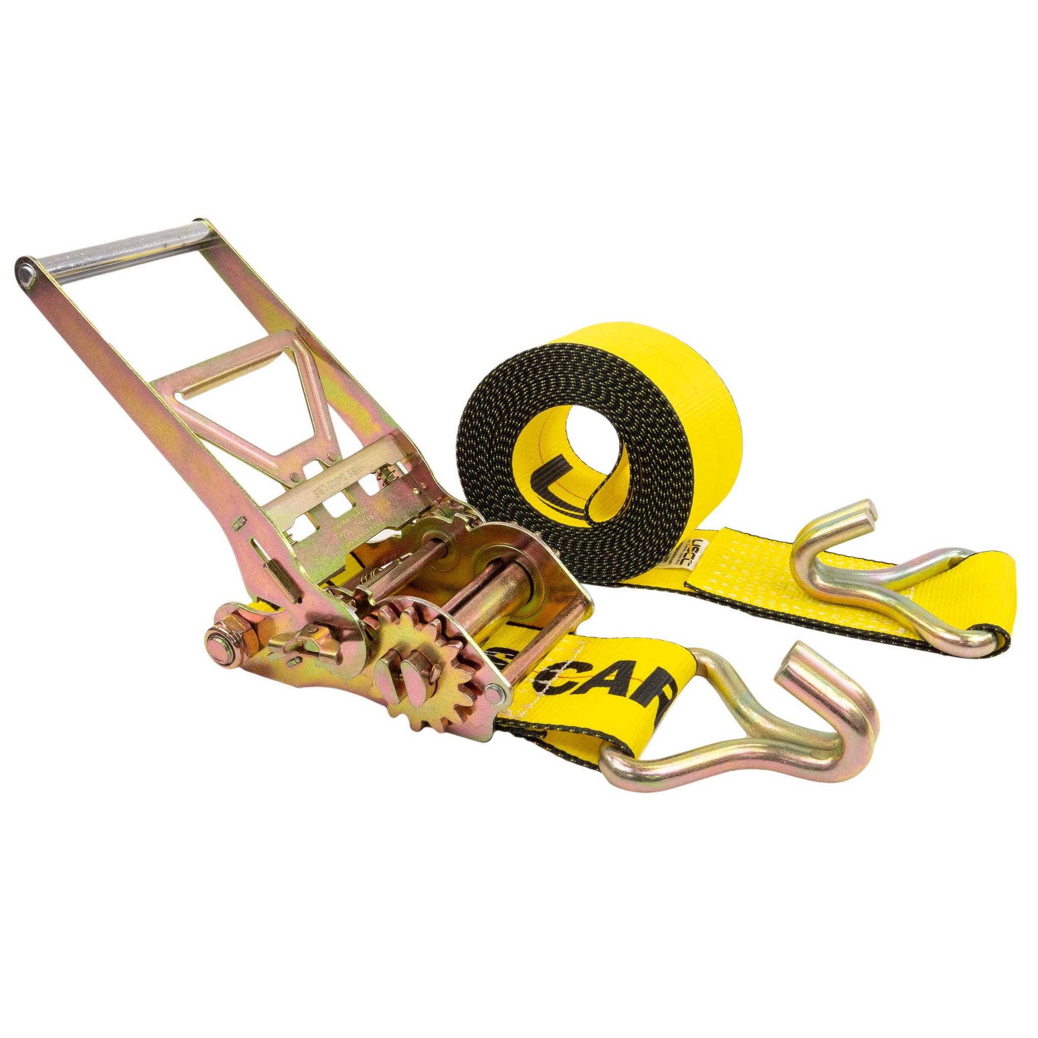 4" x 30' ReverseAction Ratchet Strap with Wire Hook Yellow