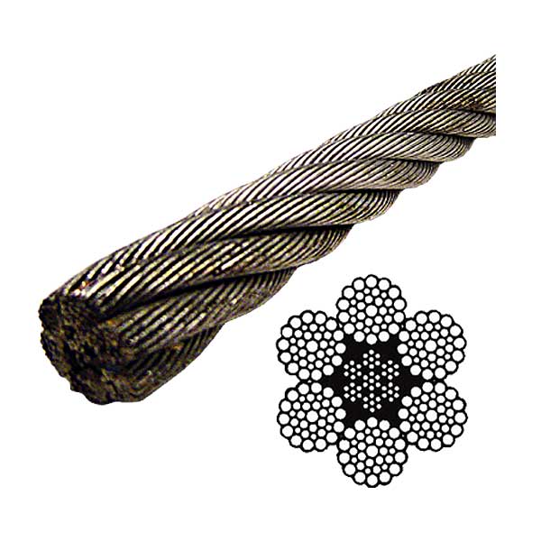 7/8" Galvanized Wire Rope EIPS IWRC - 6x37 Class (5000' Coil)