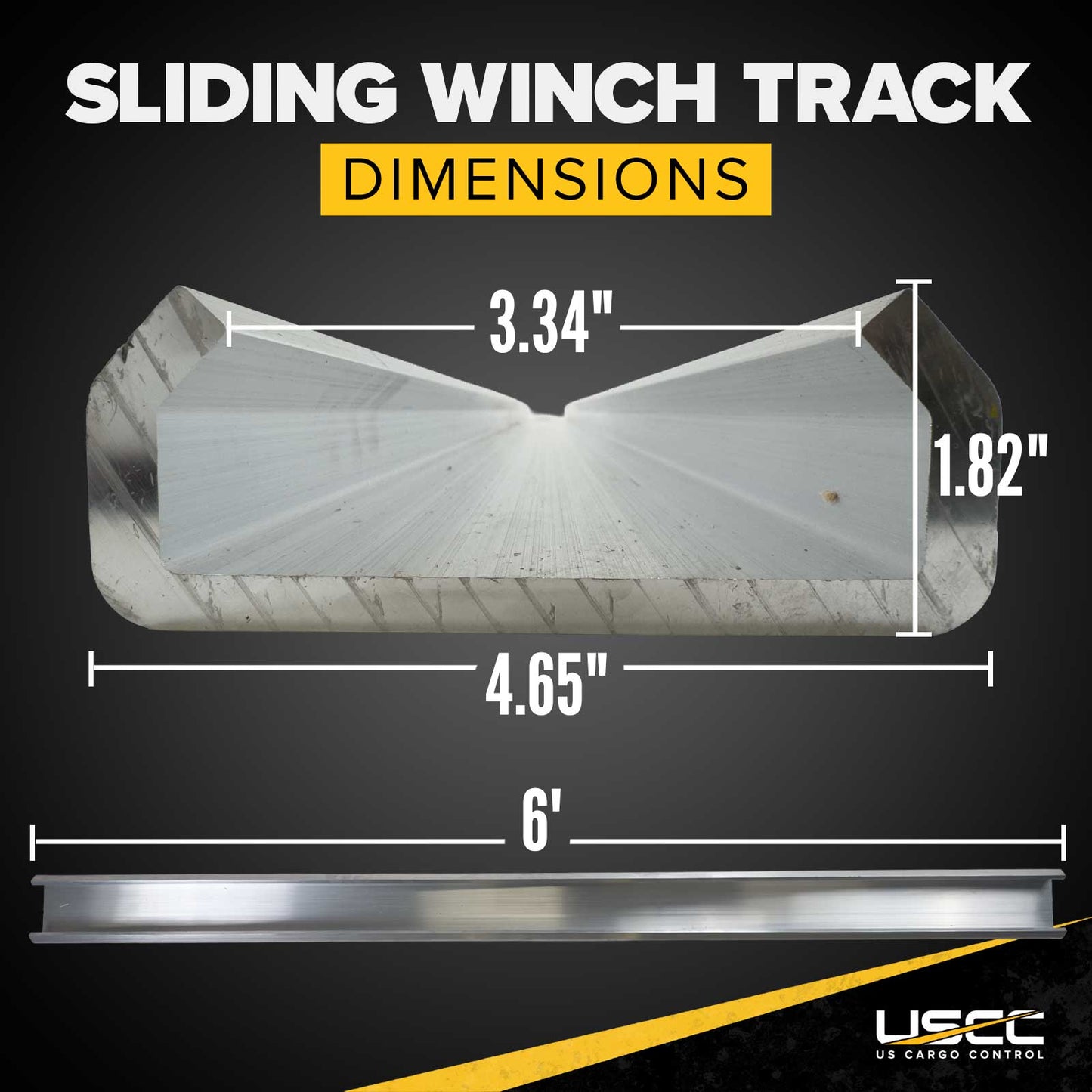 6' C Channel Sliding Winch Track - Aluminum