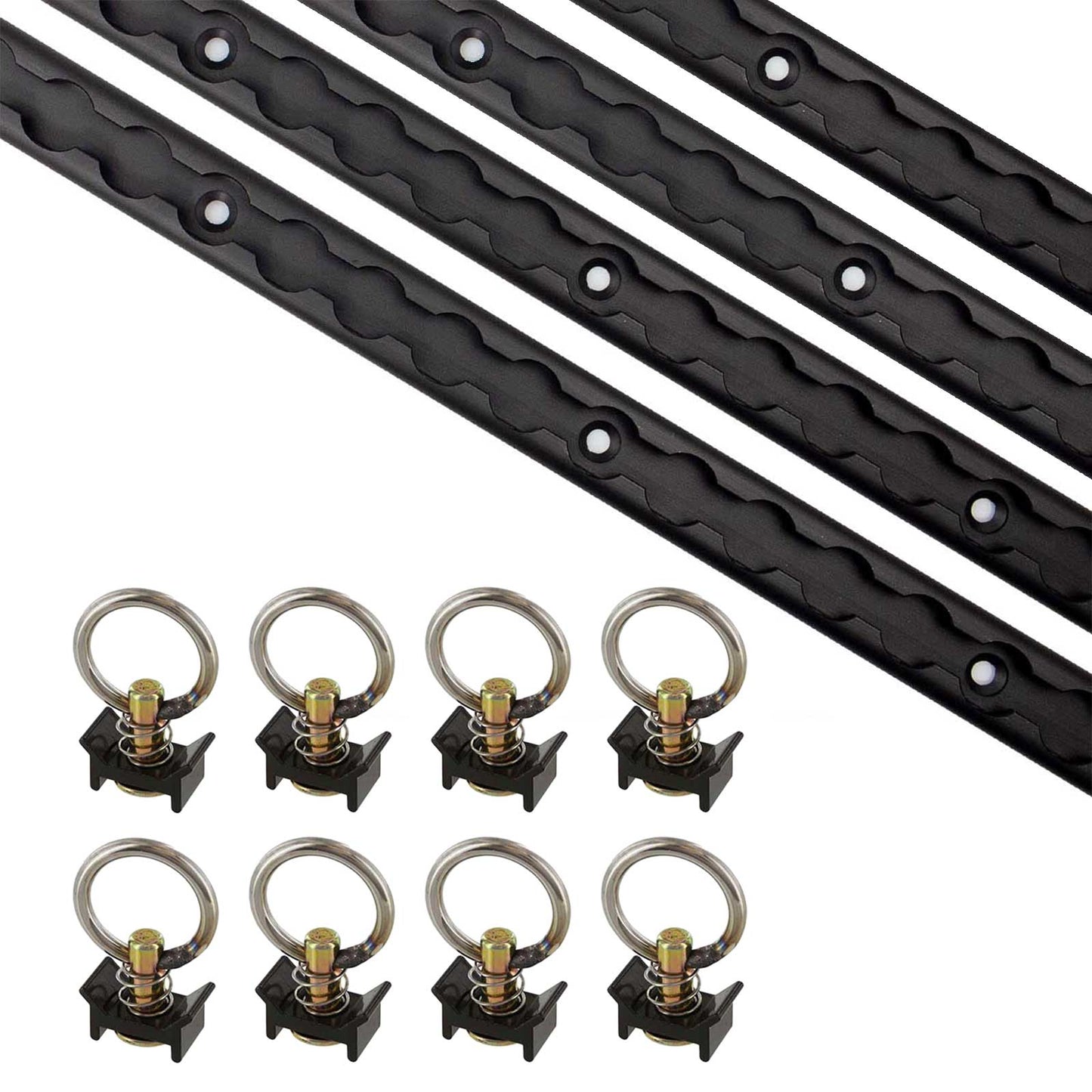 6 Piece 4' L Track Tie Down System- Black | 2-Pack Image 1 of 7