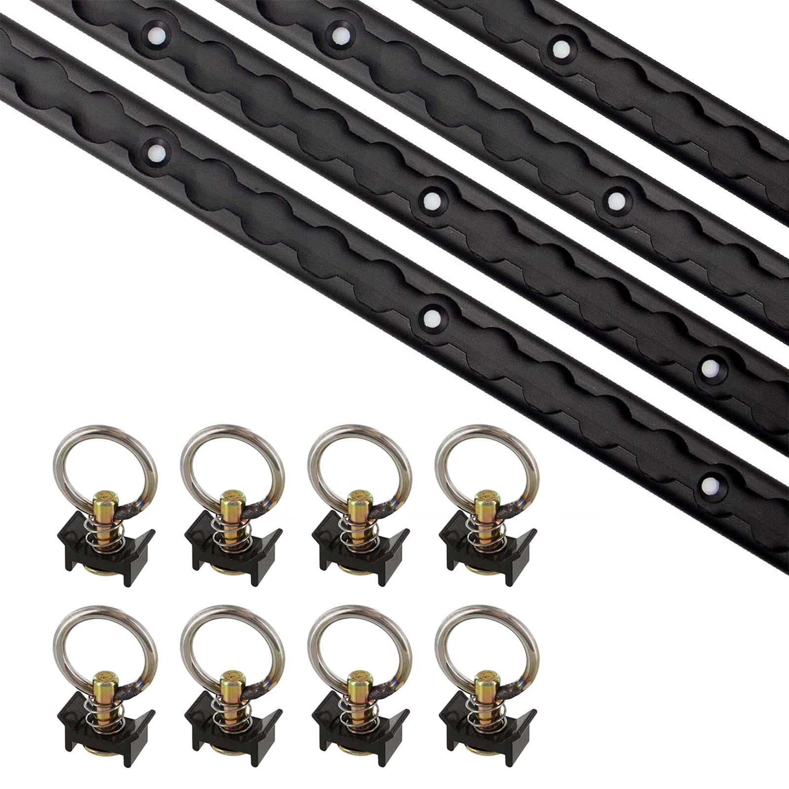 6 Piece 4' L Track Tie Down System- Black | 2-Pack Image 1 of 7