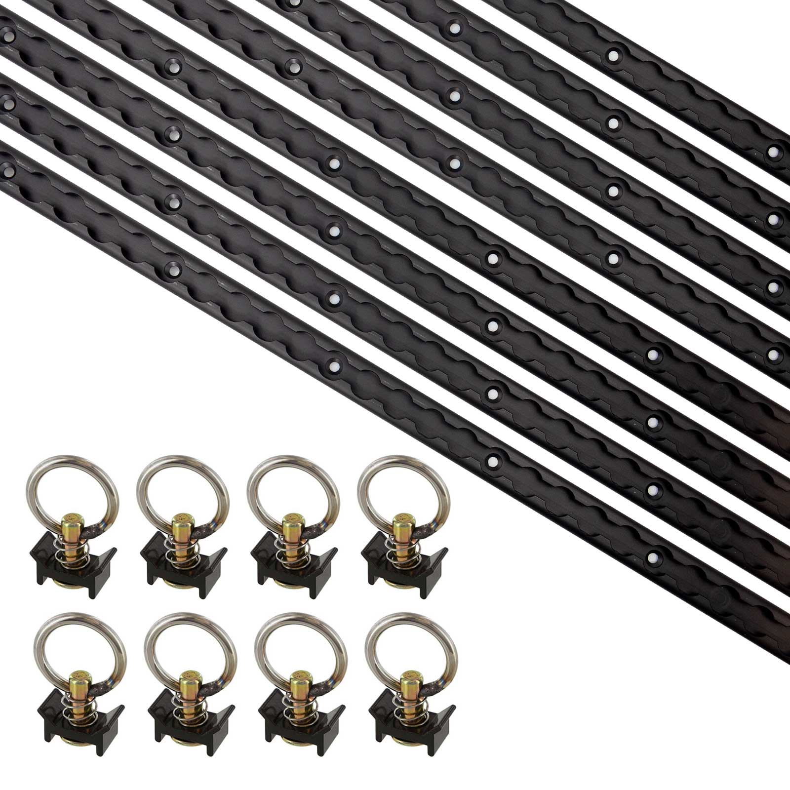 8 Piece 4' L Track Tie Down System- Black | 2-Pack Image 1 of 7