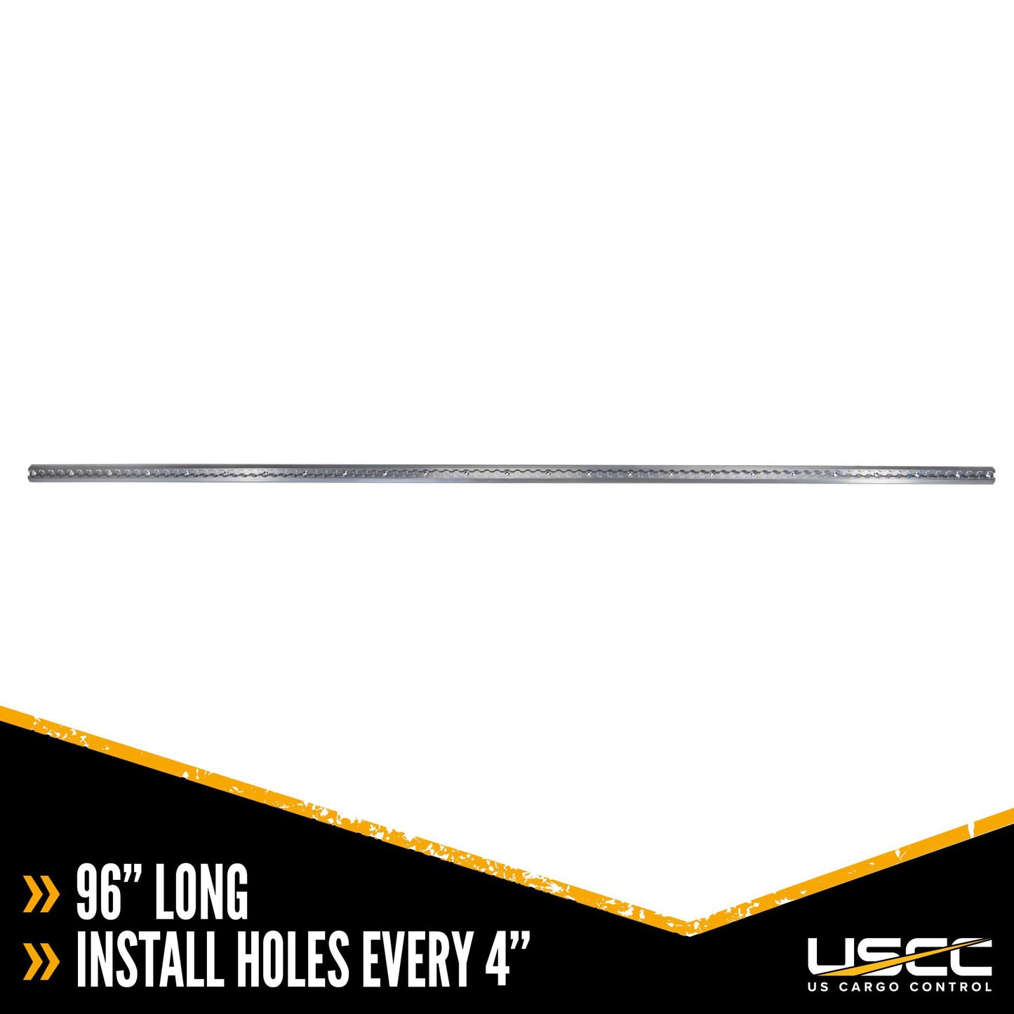 L-track is 96" long with install holes every 4"