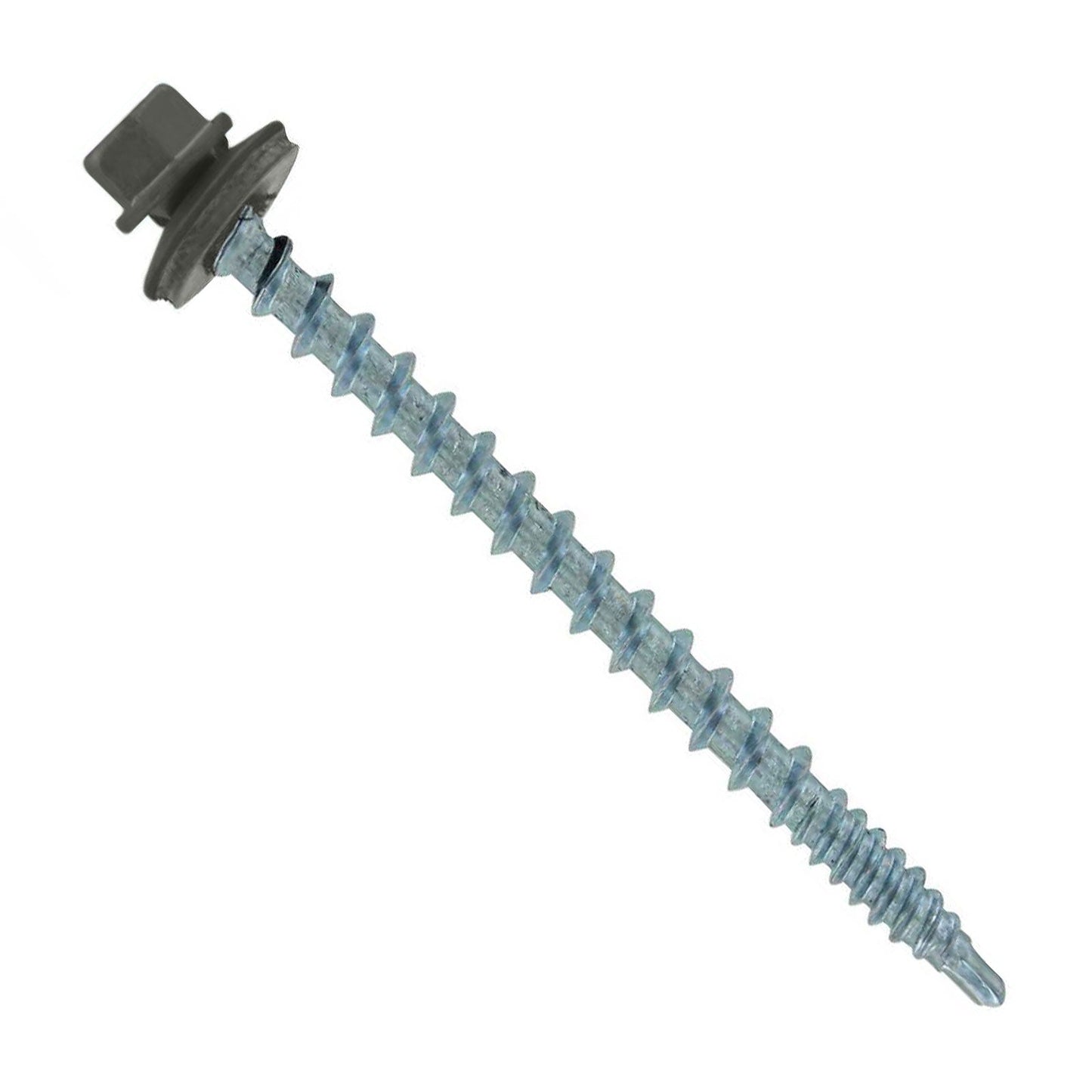 ST Fastening #10 X 2-1/2" Kwikseal Woodbinder Metal Roofing Screw - Burnished Slate, Pkg 250