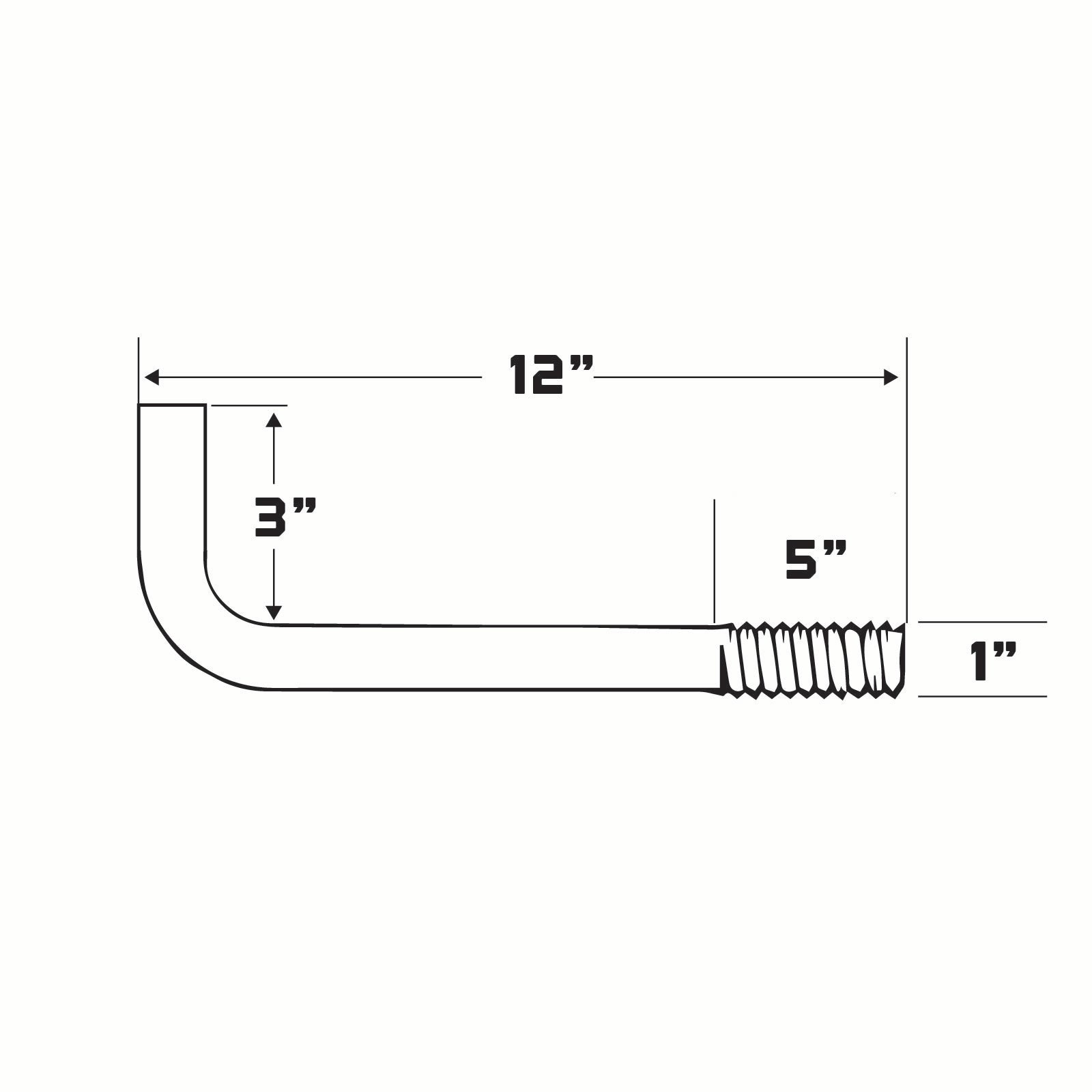 1" x 12" L-Bolt for concrete