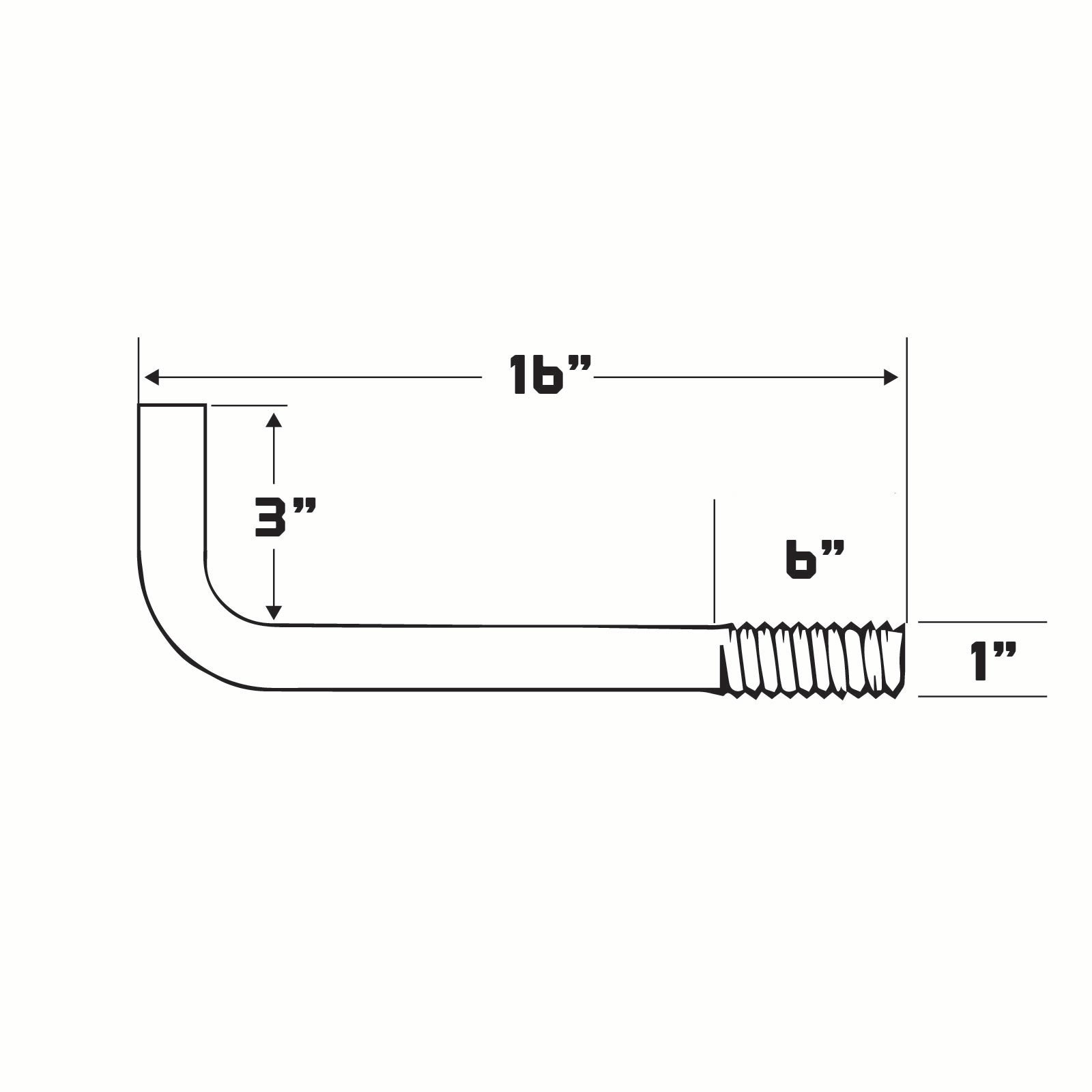 1" x 16" L-Bolt Concrete Anchor Bolts
