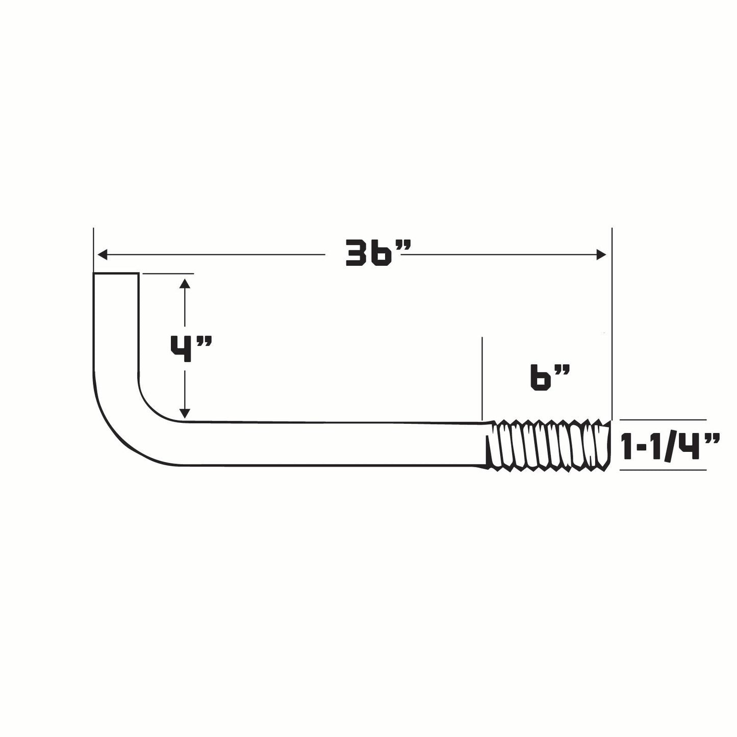 1-1/4" x 36" L-Bolt Concrete Anchor Bolts