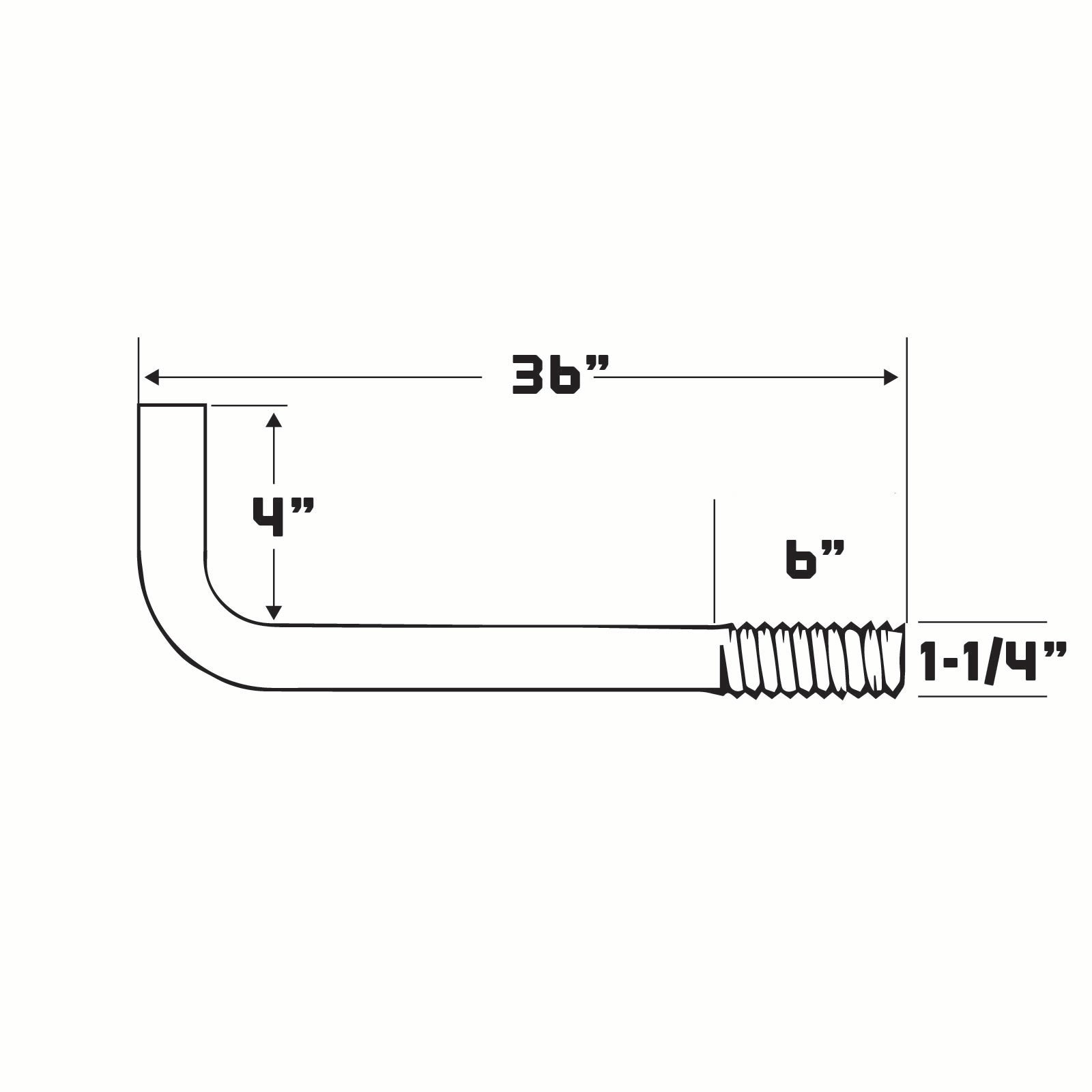 1-1/4" x 36" L-Bolt Concrete Anchor Bolts