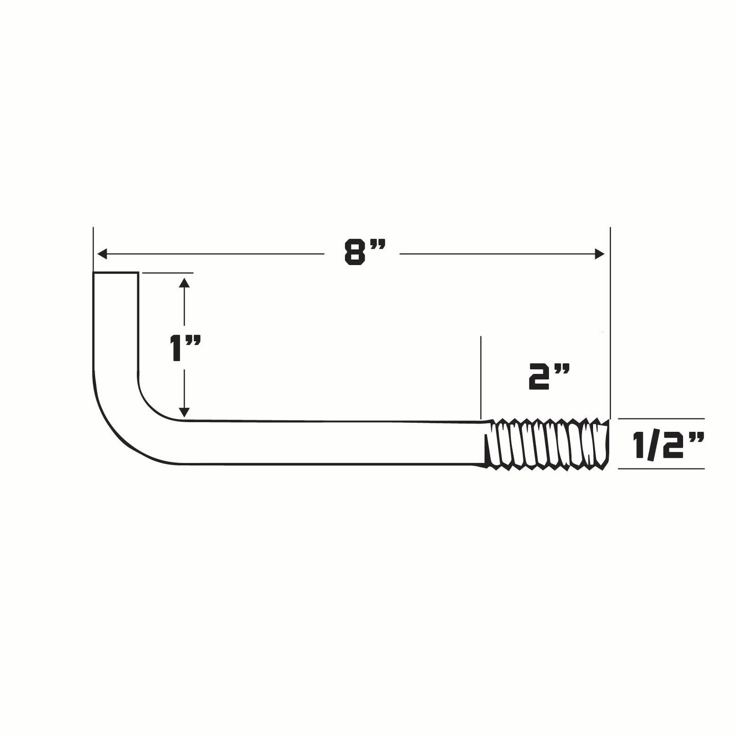1/2" x 8" L-Bolt Plain