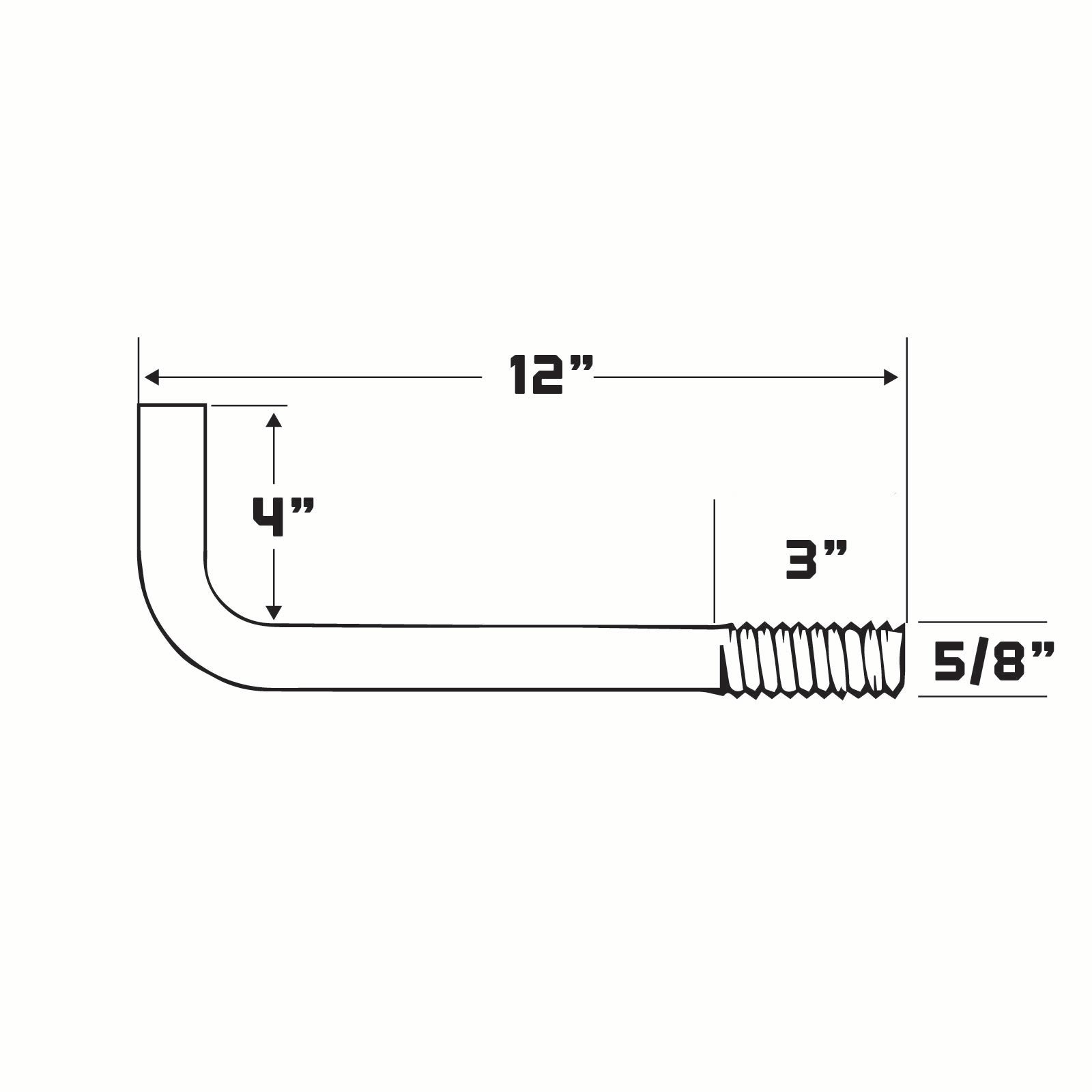 technical drawing of l-bolt with dimensions labeled