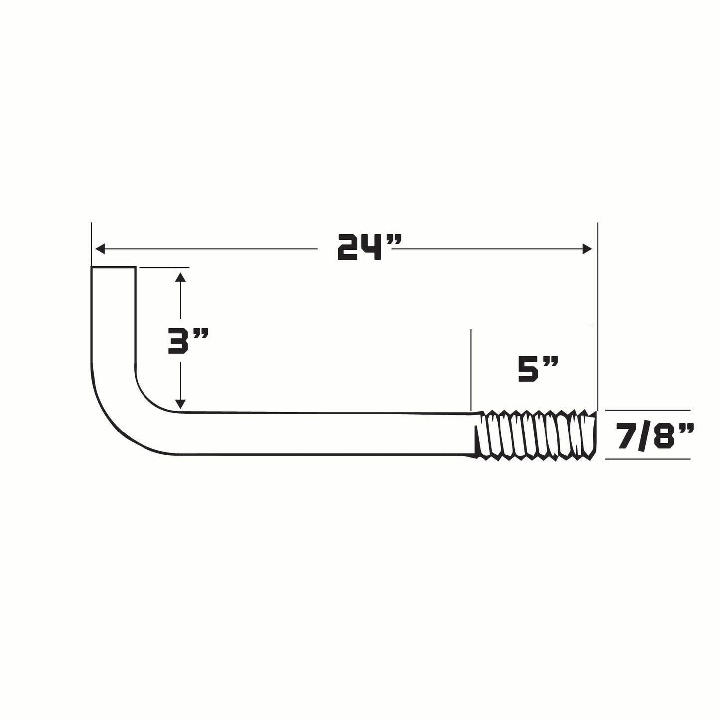 technical drawing of an l-bolt with dimensions labeled