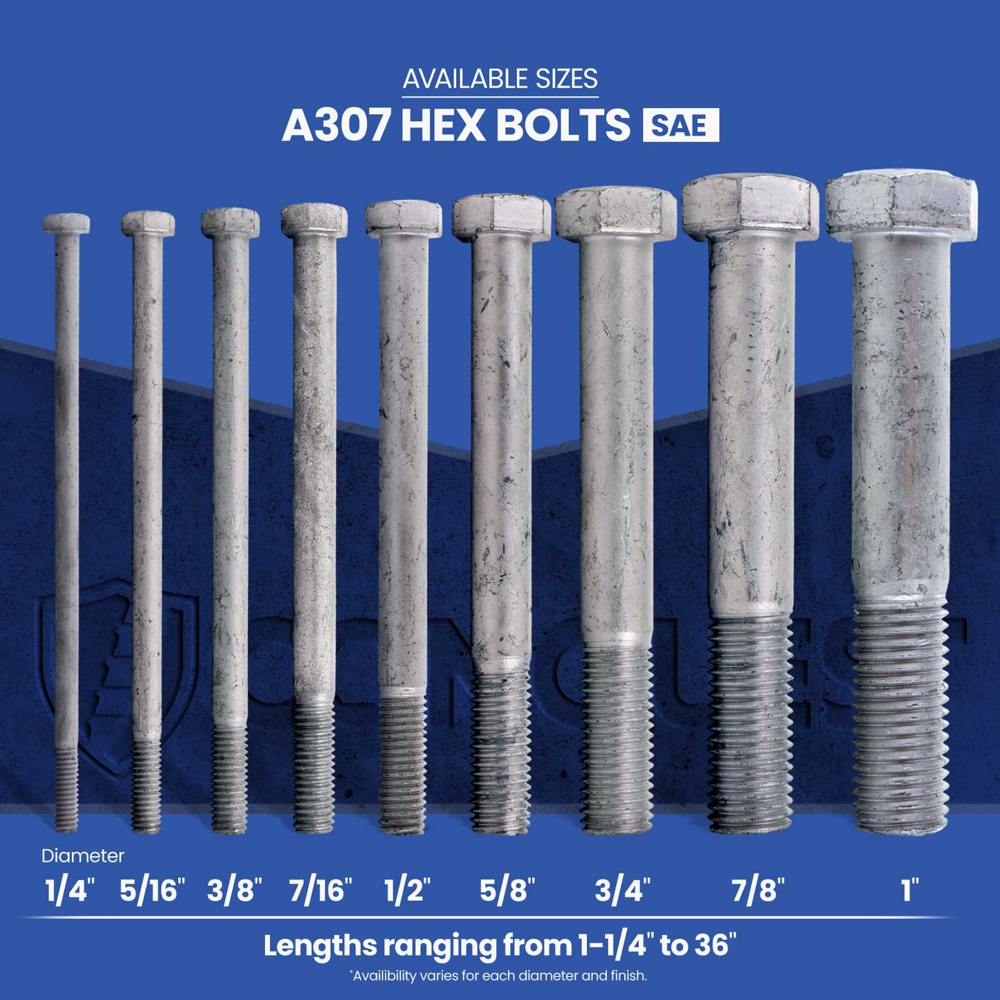 A307 Hex Bolts Available Sizes