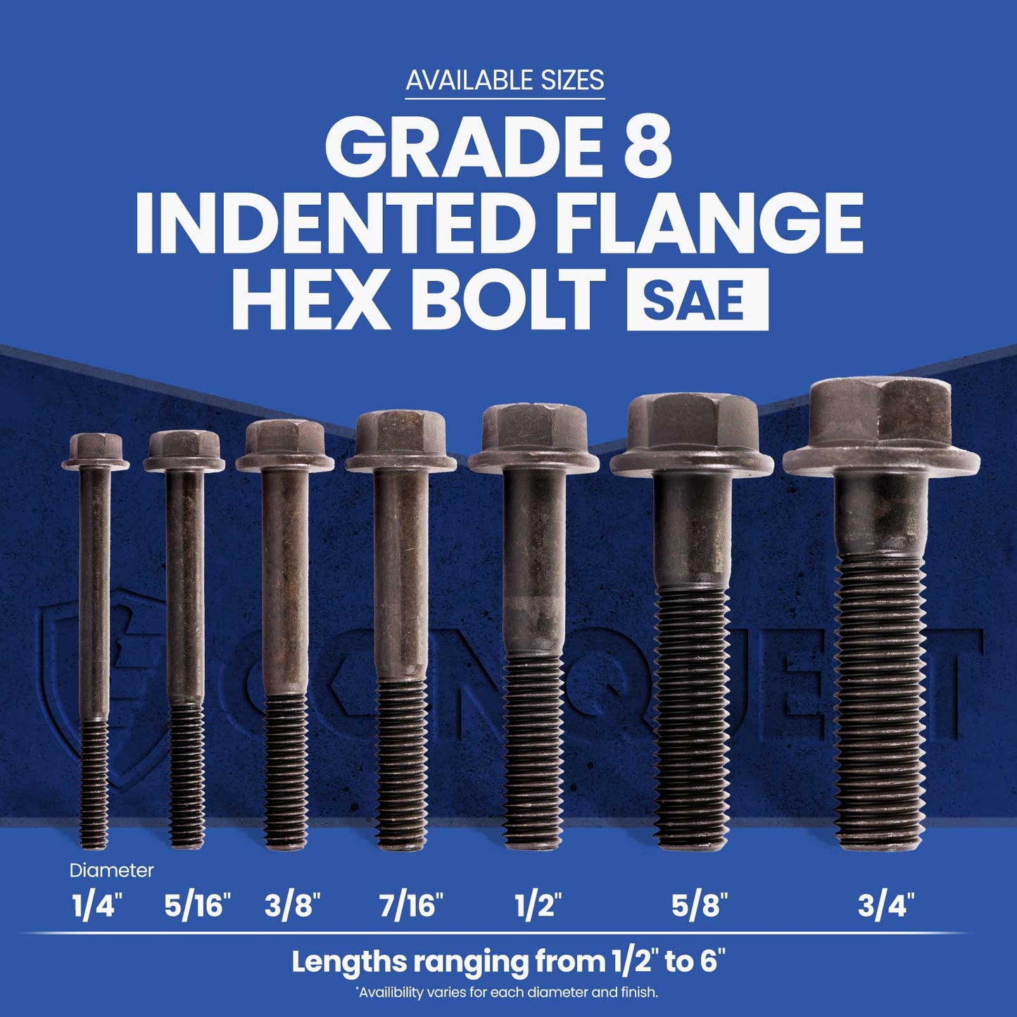 Grade 8 Indented Flange Hex Bolt Size Chart