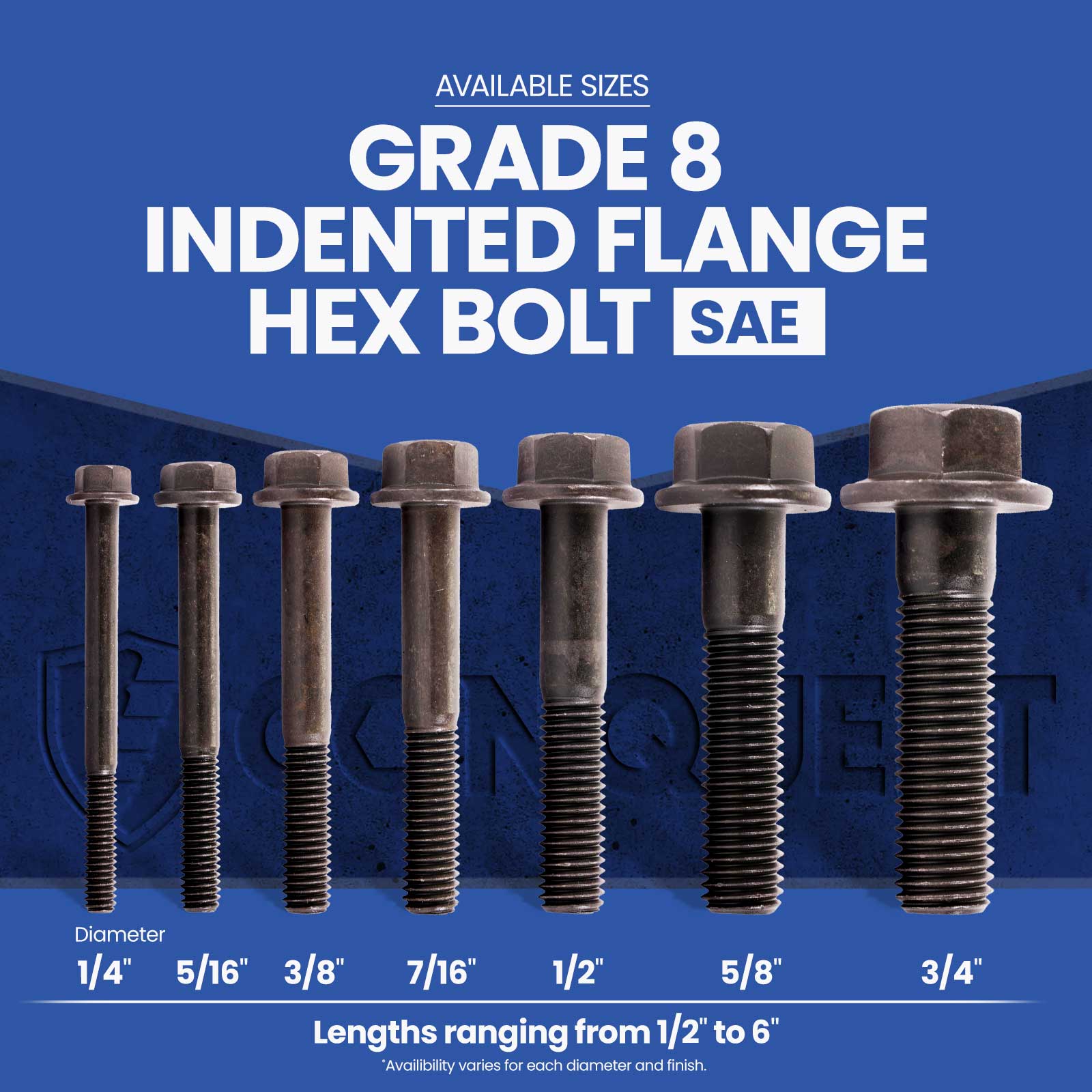 Grade 8 Indented Flange Hex Bolt Size Chart