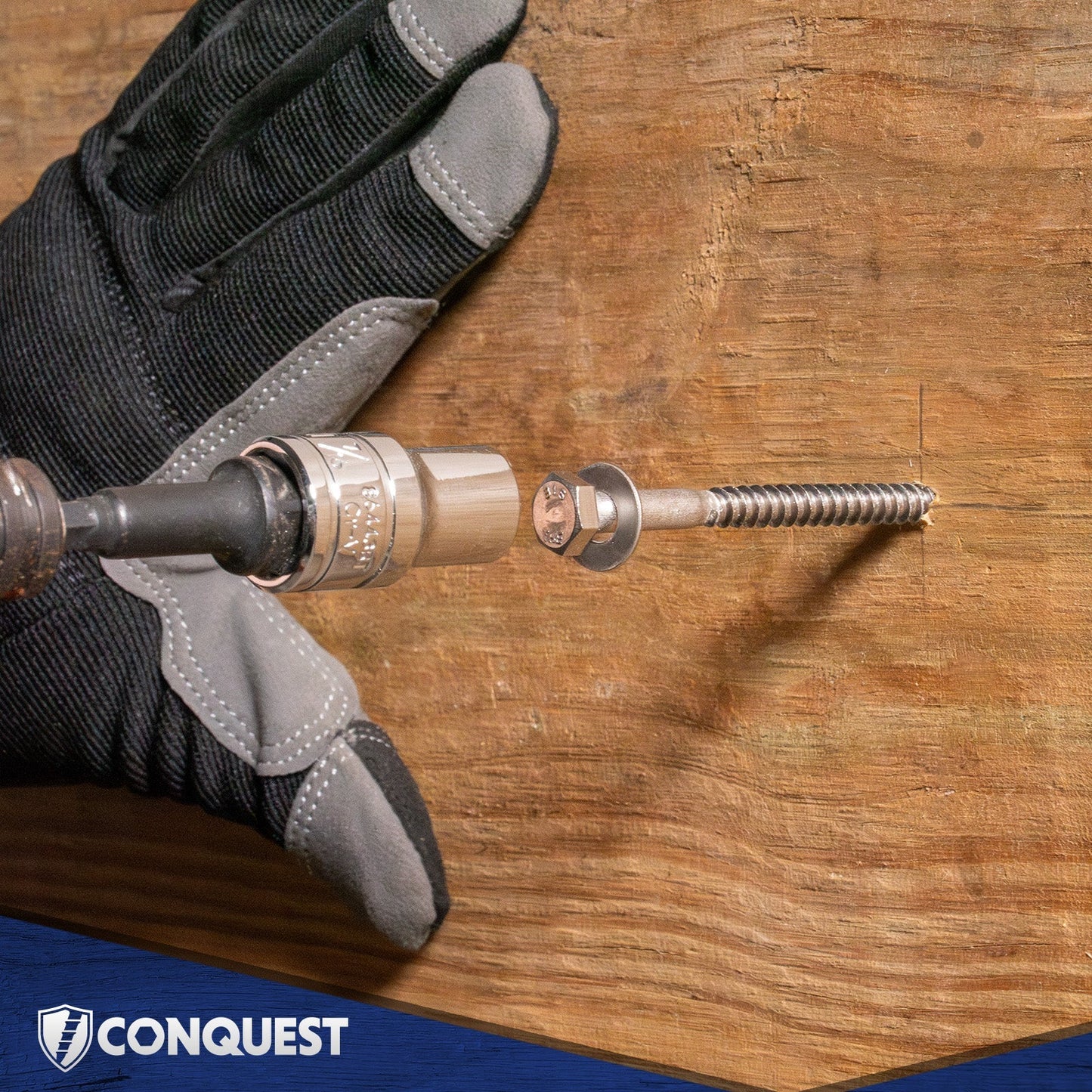 1/4" x 3" Conquest Hex Head Lag Bolt for Wood - 316 Stainless Steel