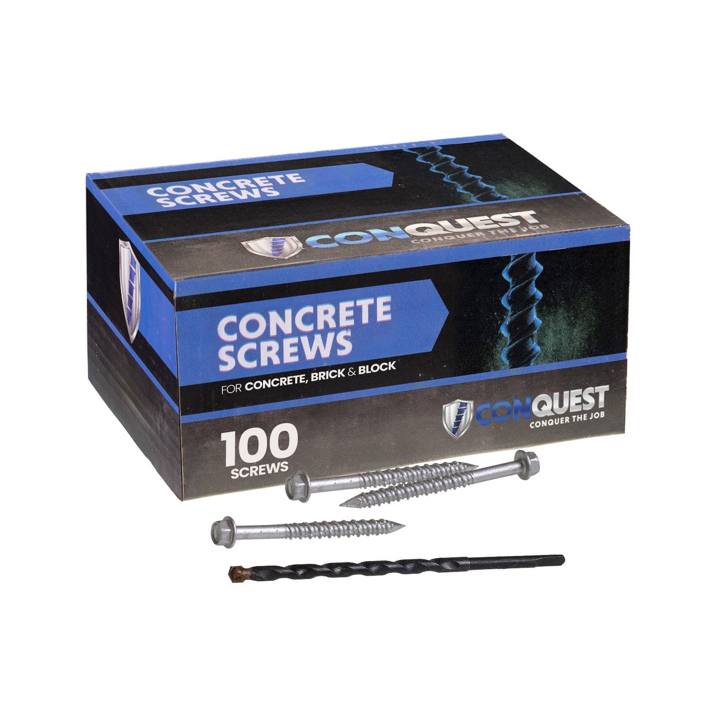 1/4" x 2-3/4" Conquest Hex Concrete Screw - 410 Stainless Steel, Pkg 100