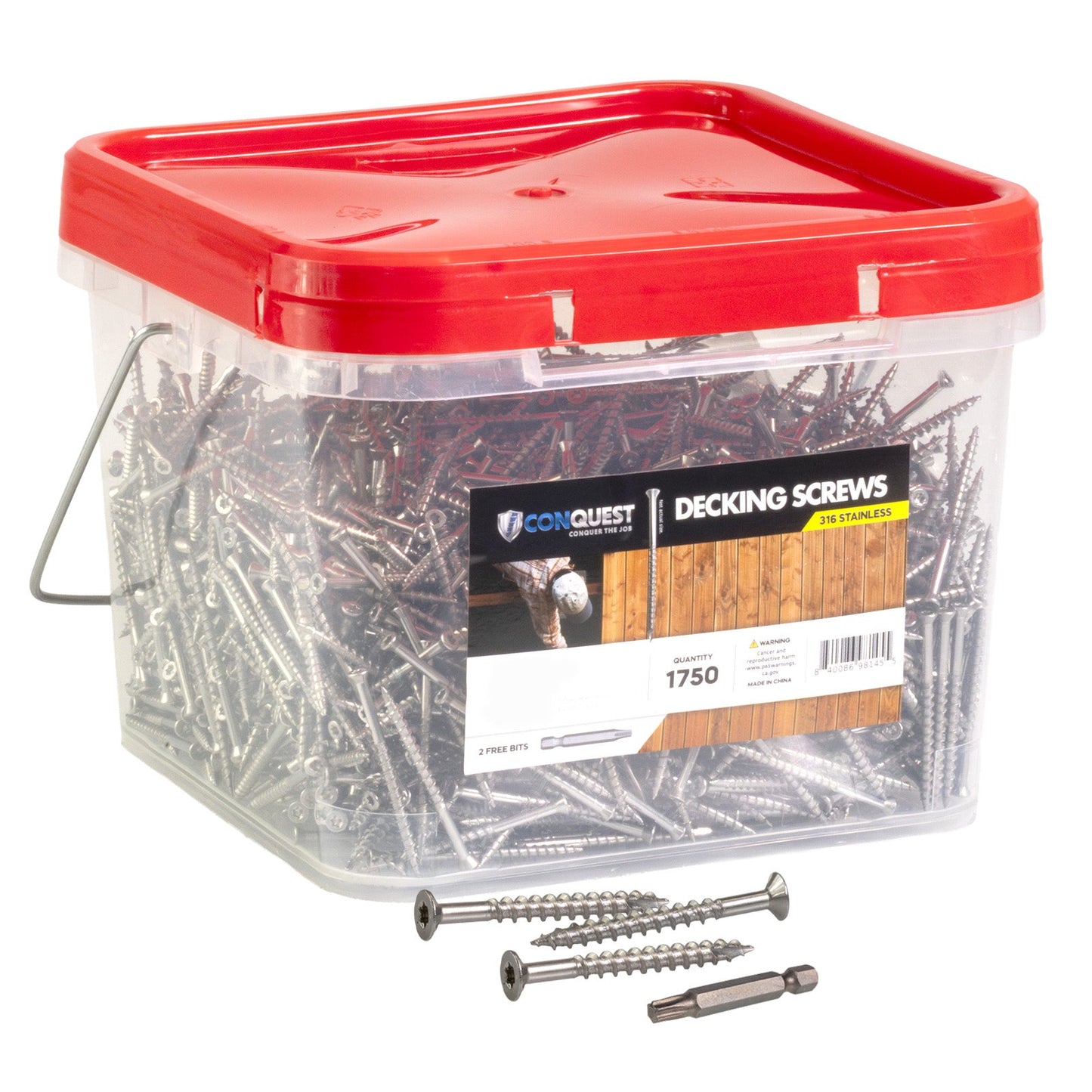 #10 x 3" Conquest T25 Bugle Head Deck Screws - 304 Stainless Steel, Pkg. 1,750