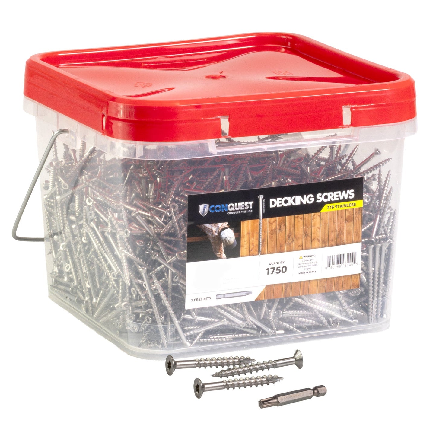 #10 x 2" Conquest T25 Bugle Head Deck Screws - 316 Stainless Steel, Pkg. 1750
