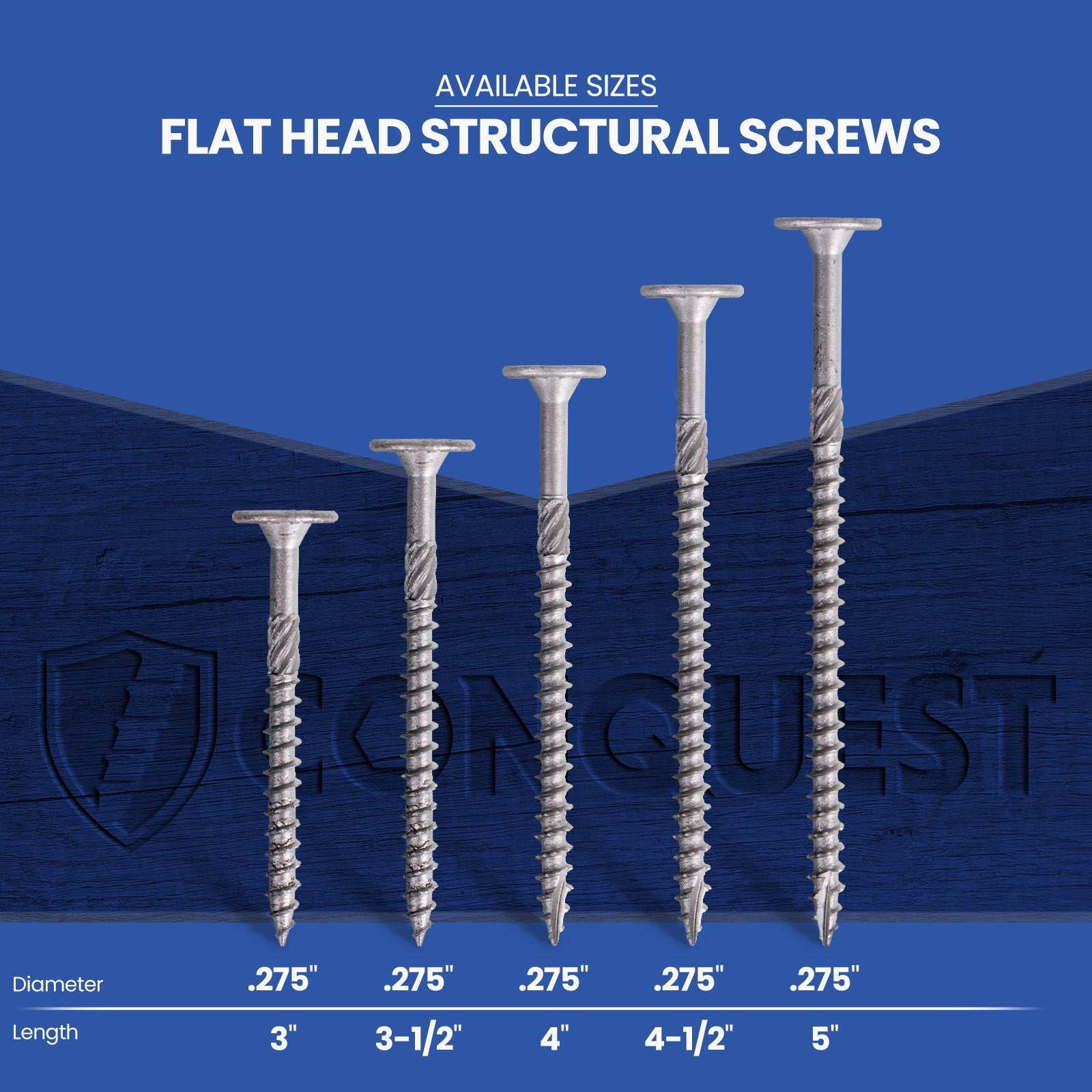 Conquest Structural Screw - T-30 Star Drive - Available Sizes