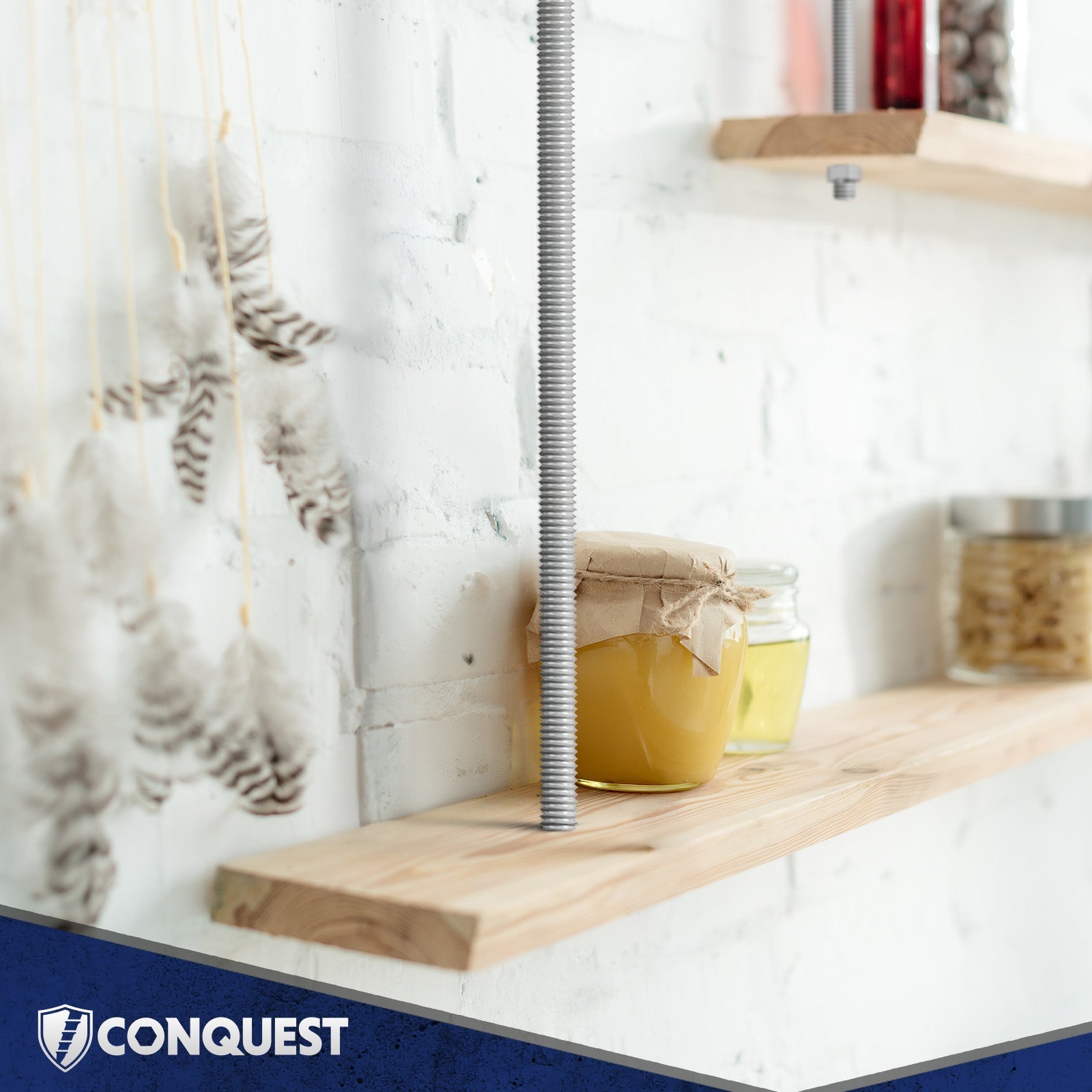 Threaded rod hanging shelving