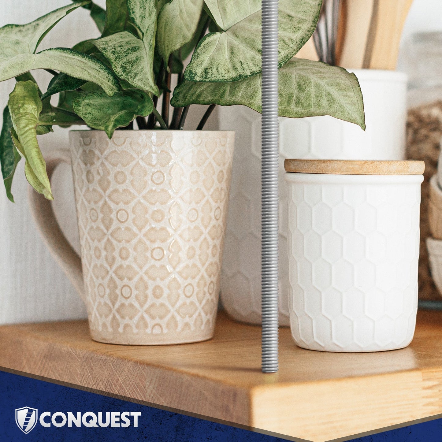 Threaded rod hanging shelves