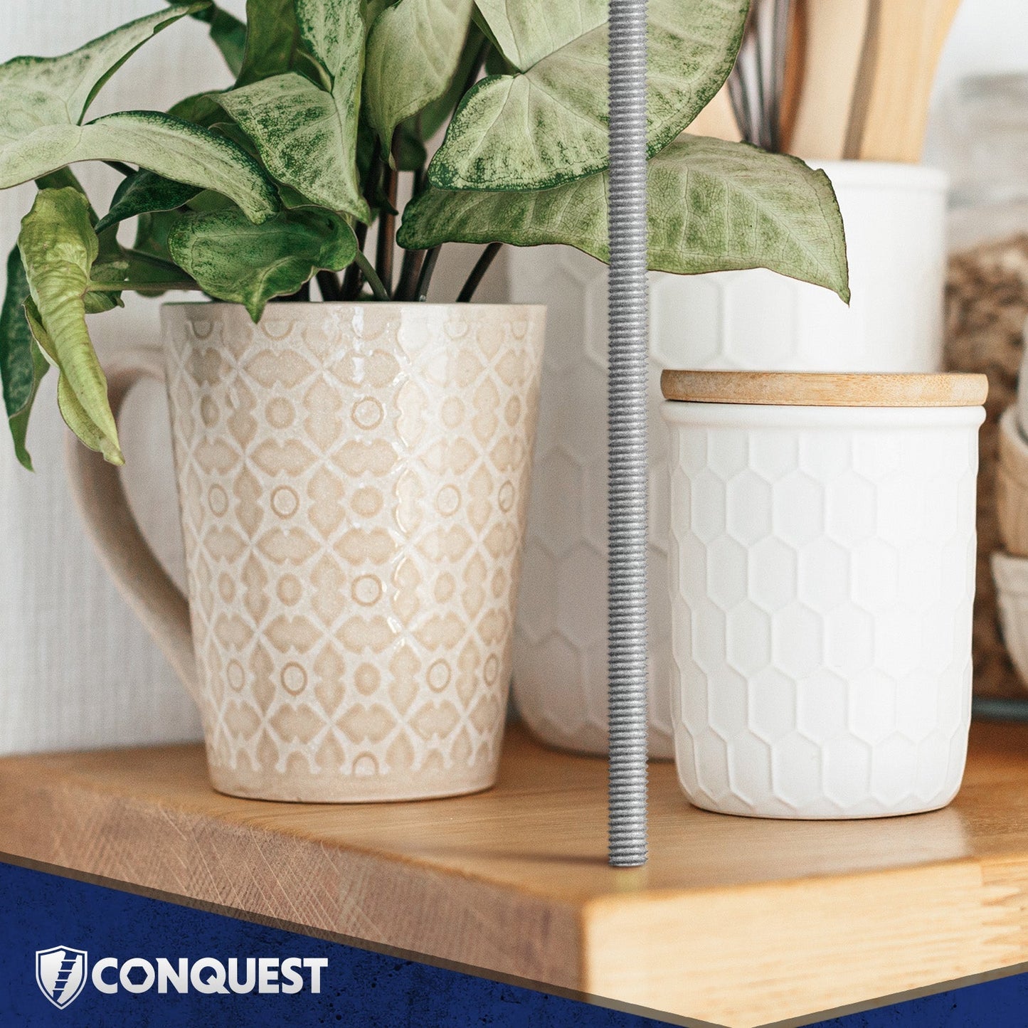 Threaded rod hanging shelves