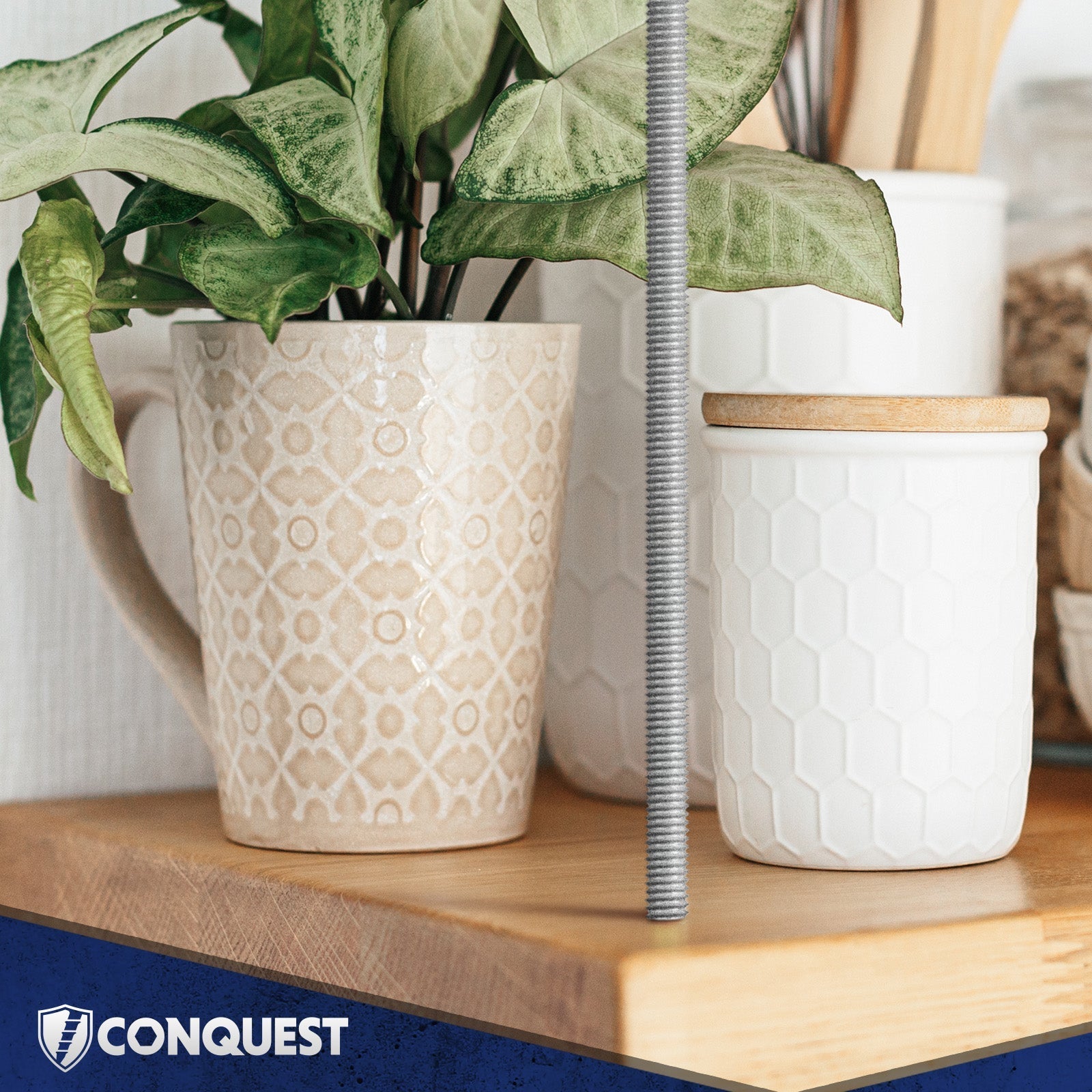Threaded rod hanging shelves