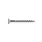 A single #8 x 1-5/8 inch flat head deck screw made of 316 stainless steel, isolated on a white background.