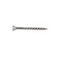 A single #7 x 1-5/8 inch silver-colored stainless steel trim head deck screw.