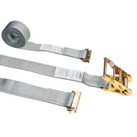 2" x 16' Gray E Track Ratchet Straps w/ Spring E-Fittings | Non-Stenciled