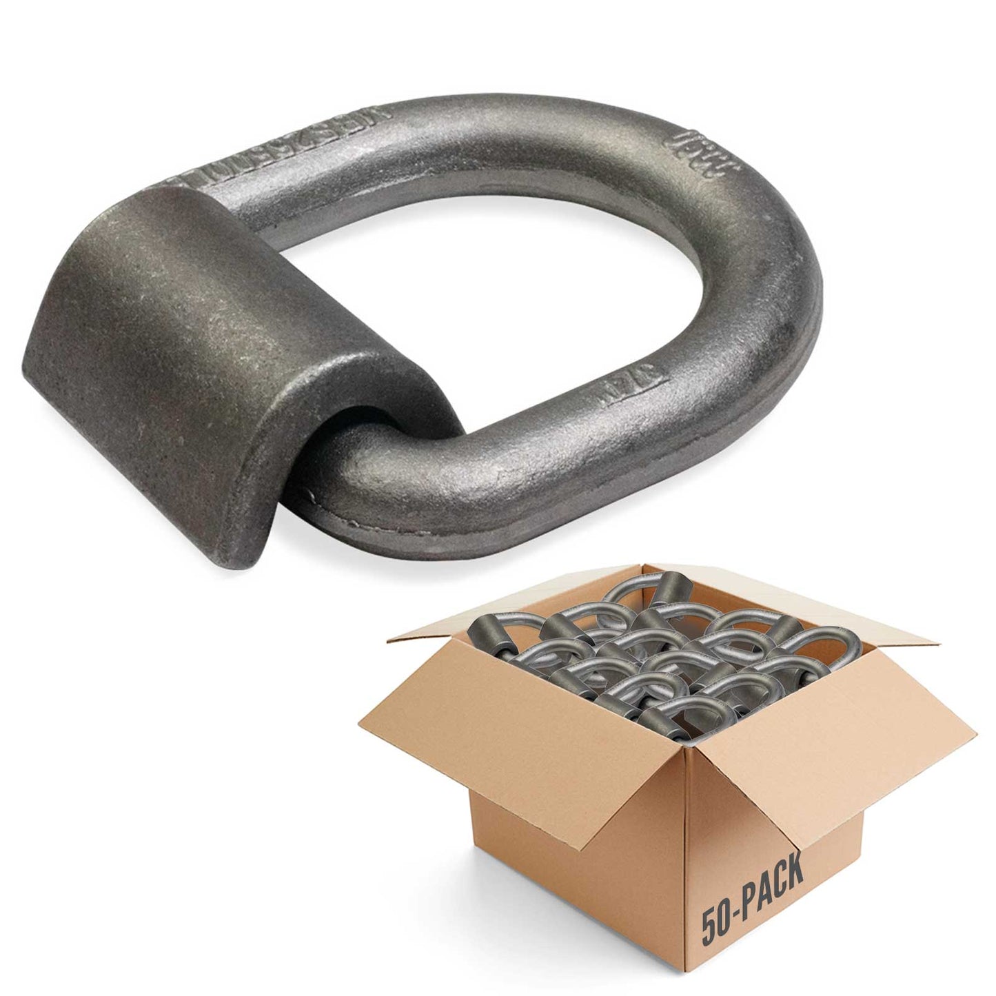 3/4" Weldable D-Ring with Mounting Clip - 26,500 lbs. BS | 50-Pack