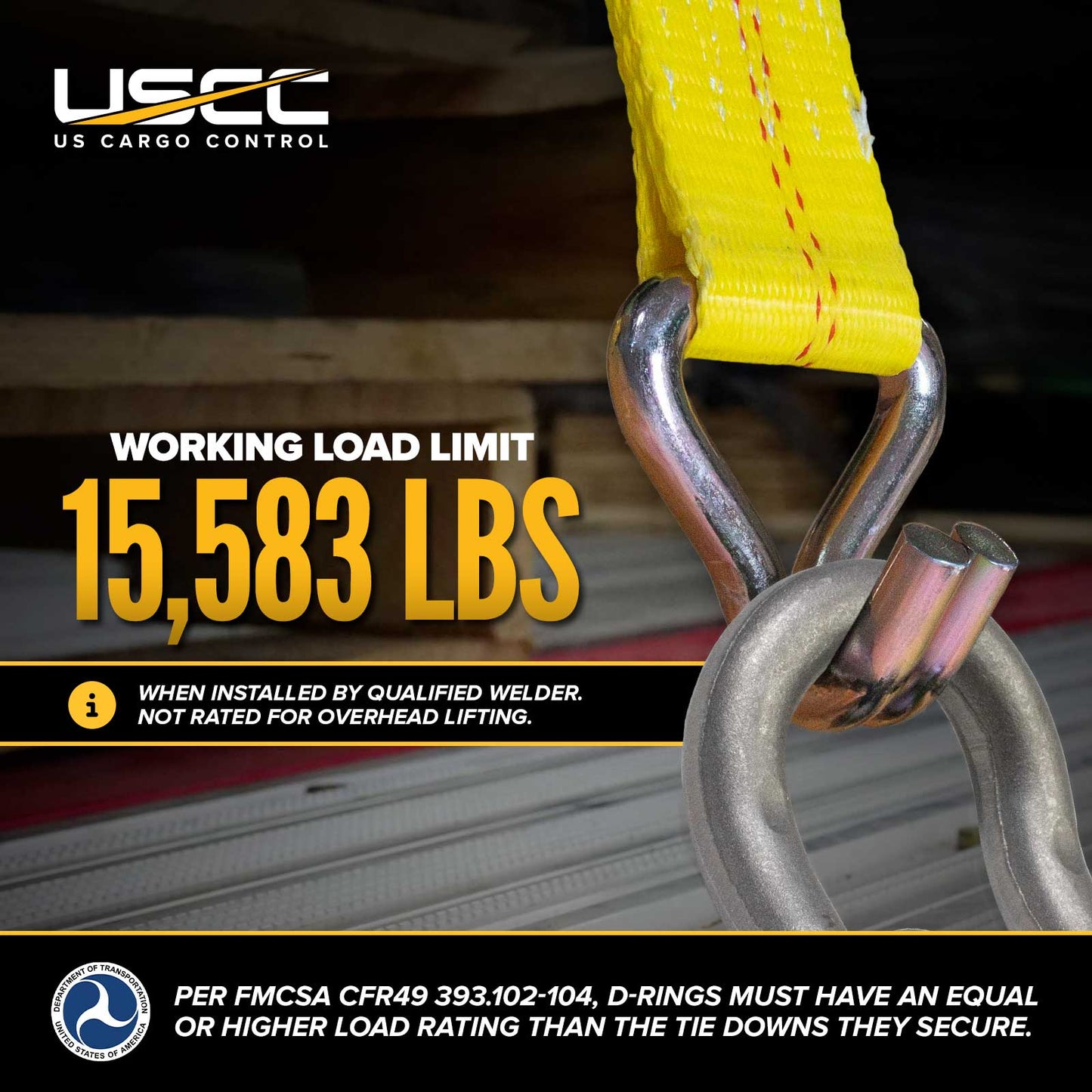 1" Bent Weldable D-Ring - 46,750 lbs. BS