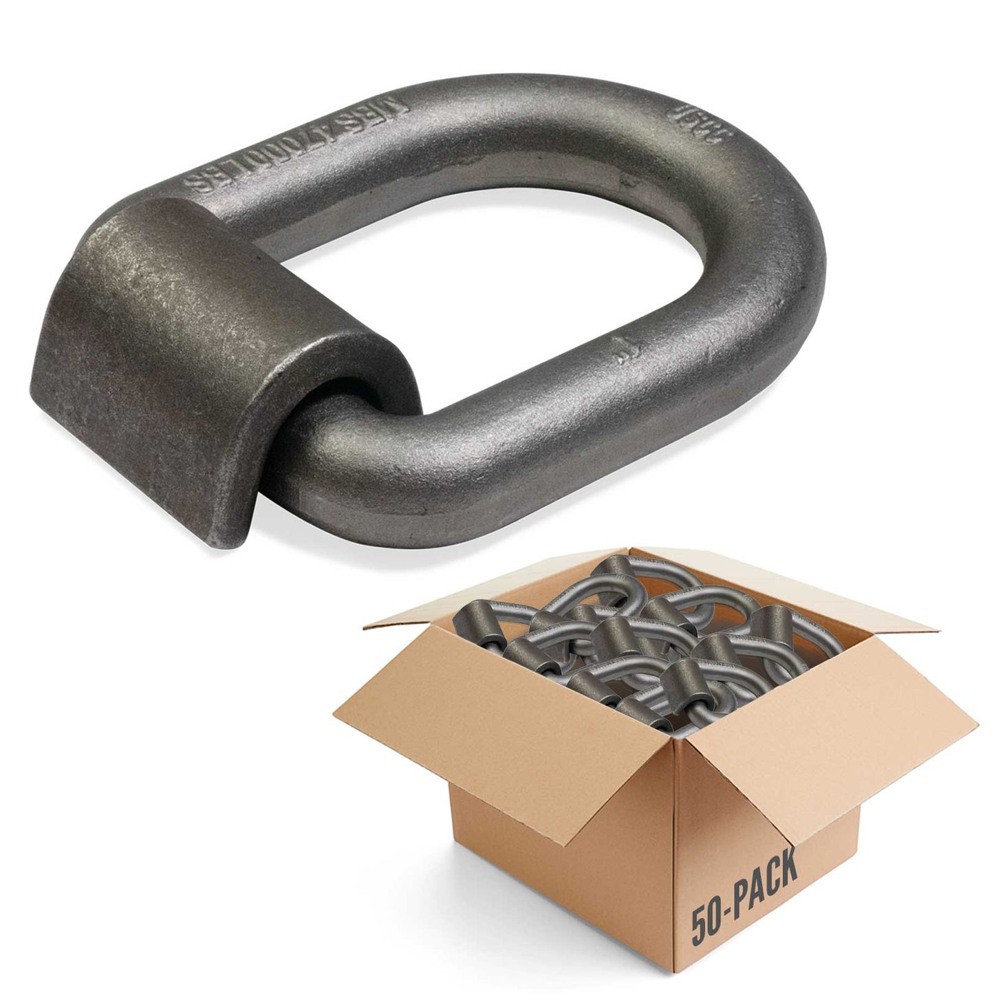 1" Long Weldable D-Ring with Mounting Clip - 47,000 lbs. BS | 50-Pack