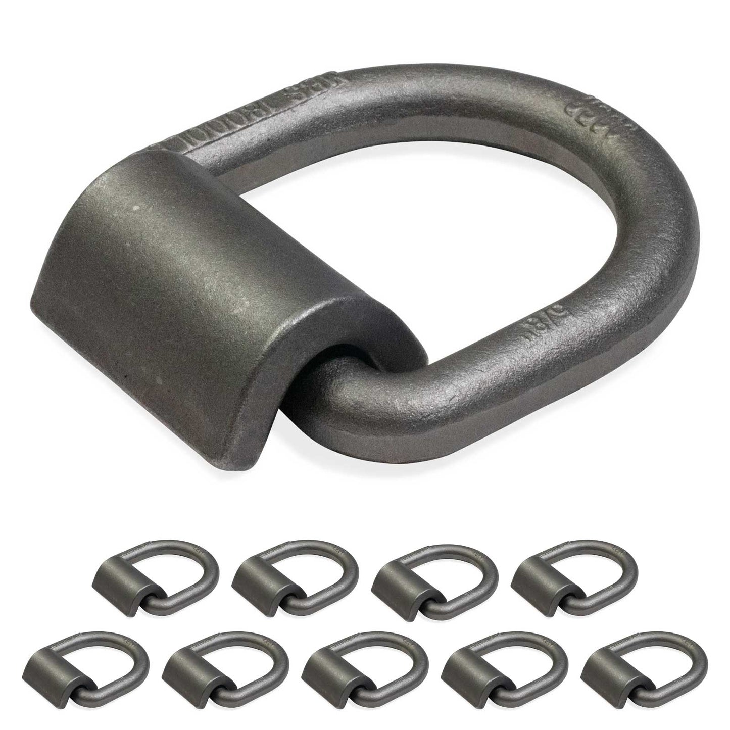 5/8" Weldable D-Ring with Mounting Clip - 18,000 lbs. BS | 10-Pack