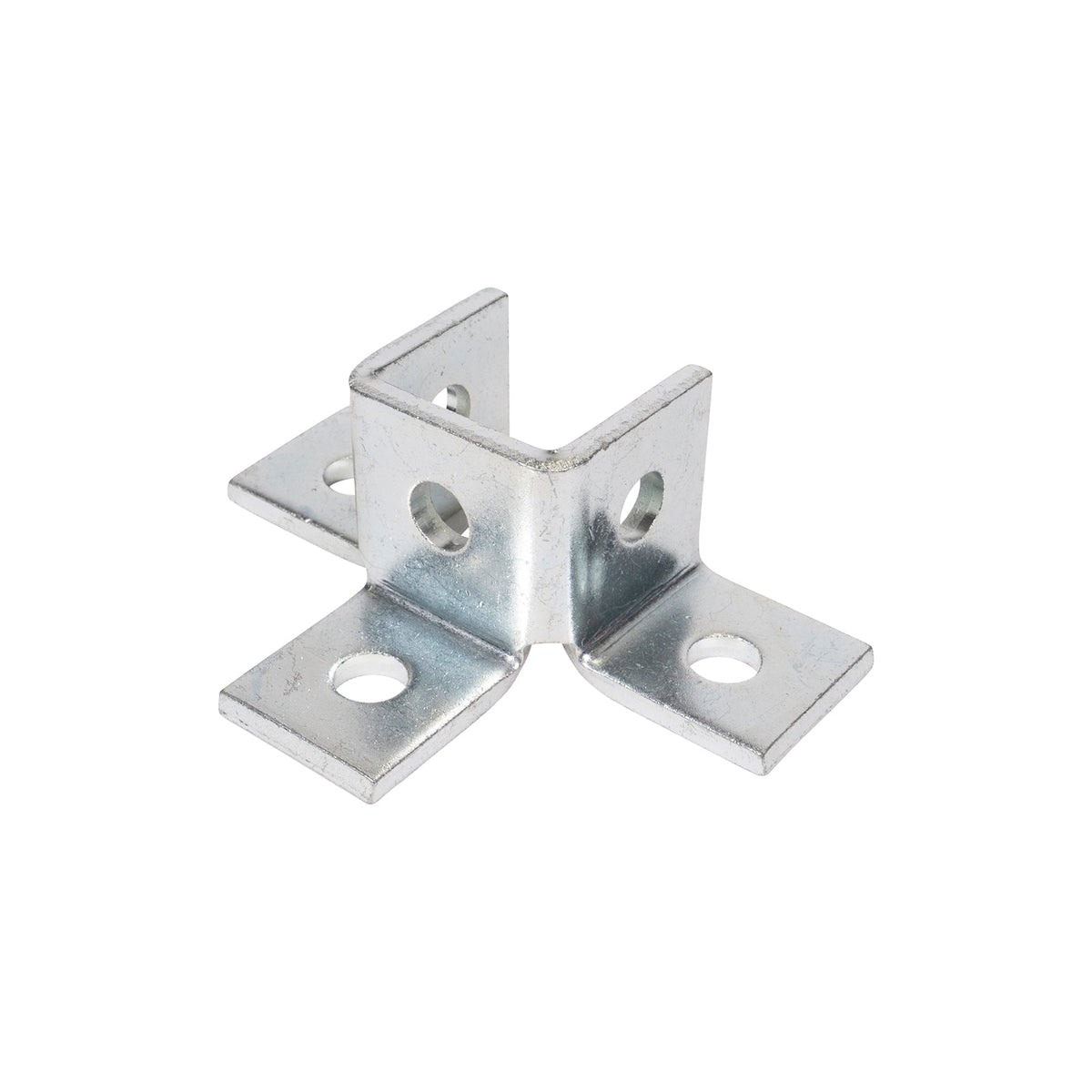 6-Hole 3-Way Channel Wing Connector - Electro-Galvanized
