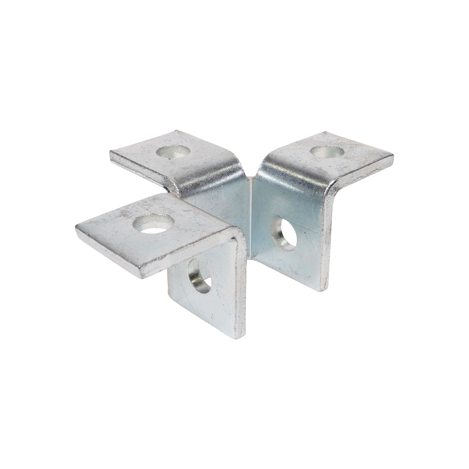 6-Hole 3-Way Channel Wing Connector - Electro-Galvanized