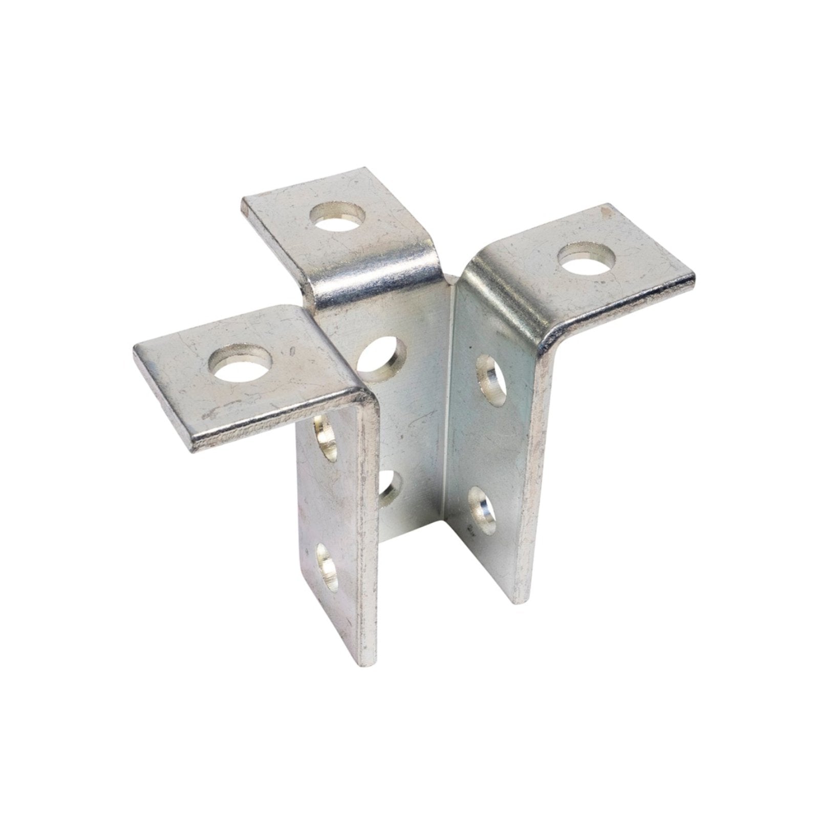 9-Hole 3-Way Channel Wing Connector - Electro-Galvanized