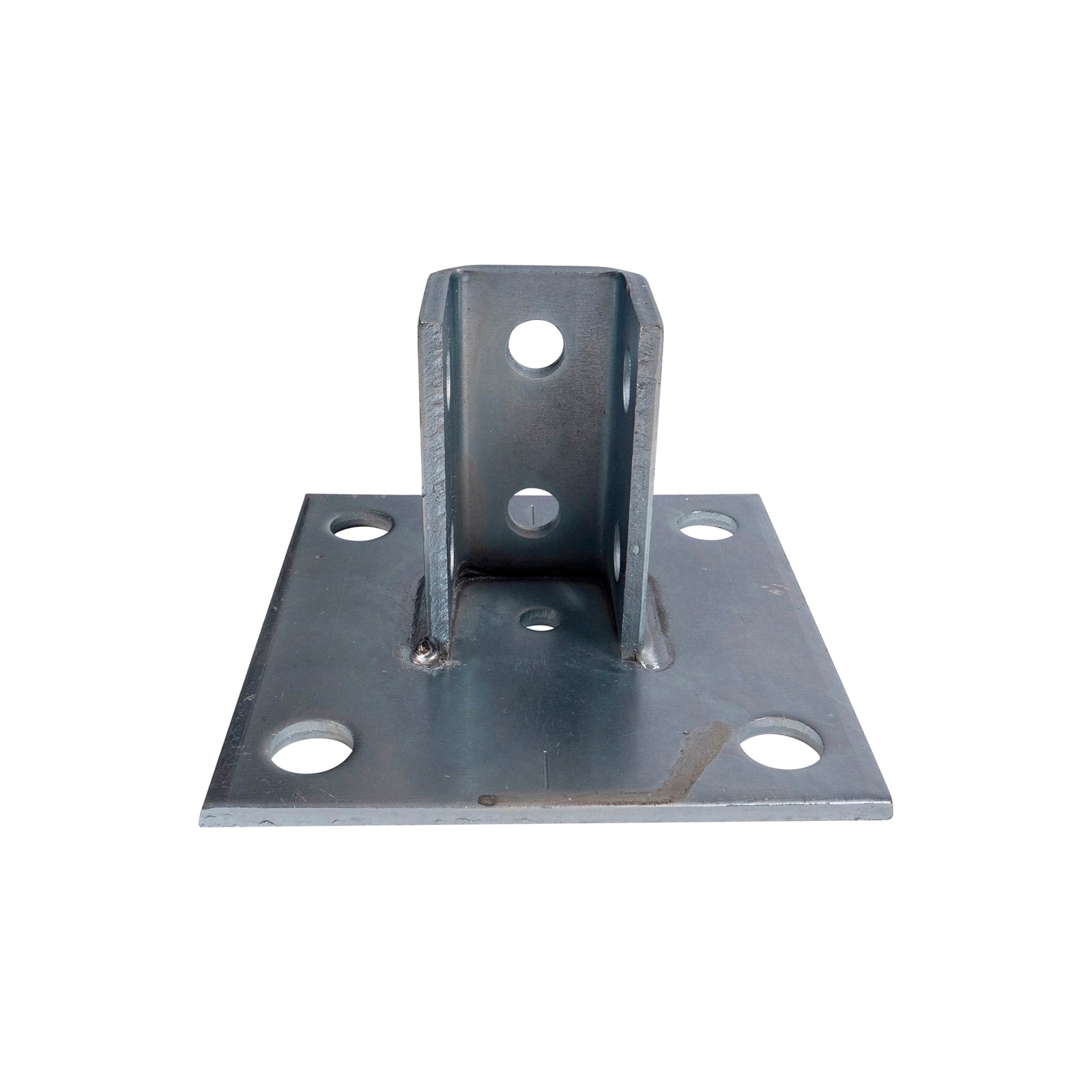 Square Single Channel 2-Hole Post Base - Electro-Galvanized