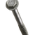 Metal screw with threading on a white background
