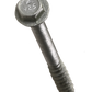 Metal screw with threading on a white background