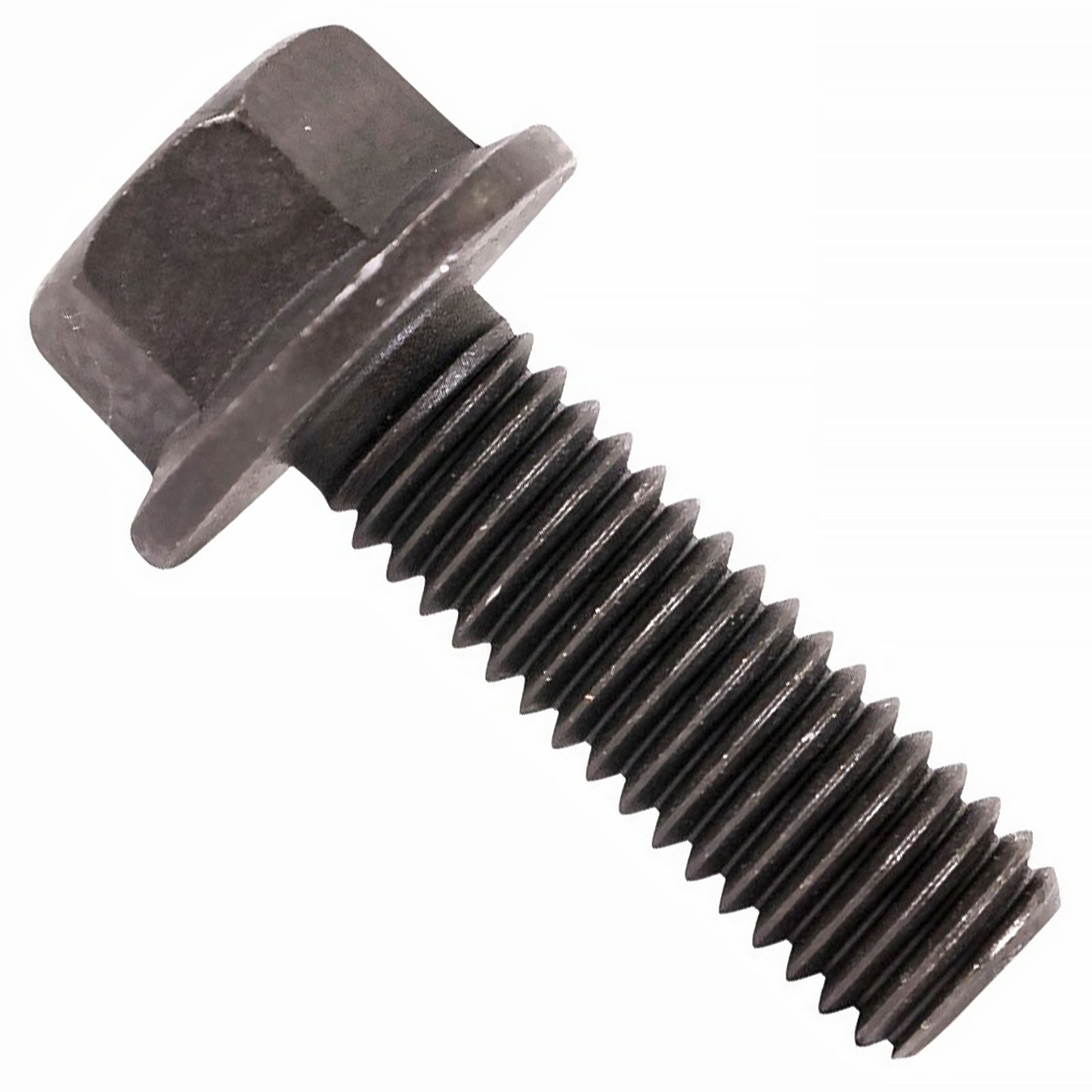7/16"-14 x 1-1/4" Conquest Grade 8 Indented Flange Bolt - Black Phosphate & Oil